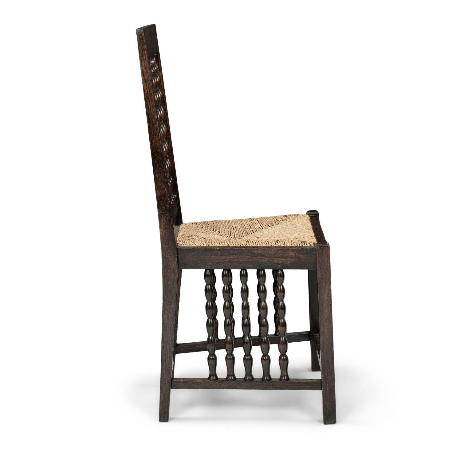 Rush Early Modern Jugendstil Side Chair by Heinrich Vogeler, circa 1910 For Sale