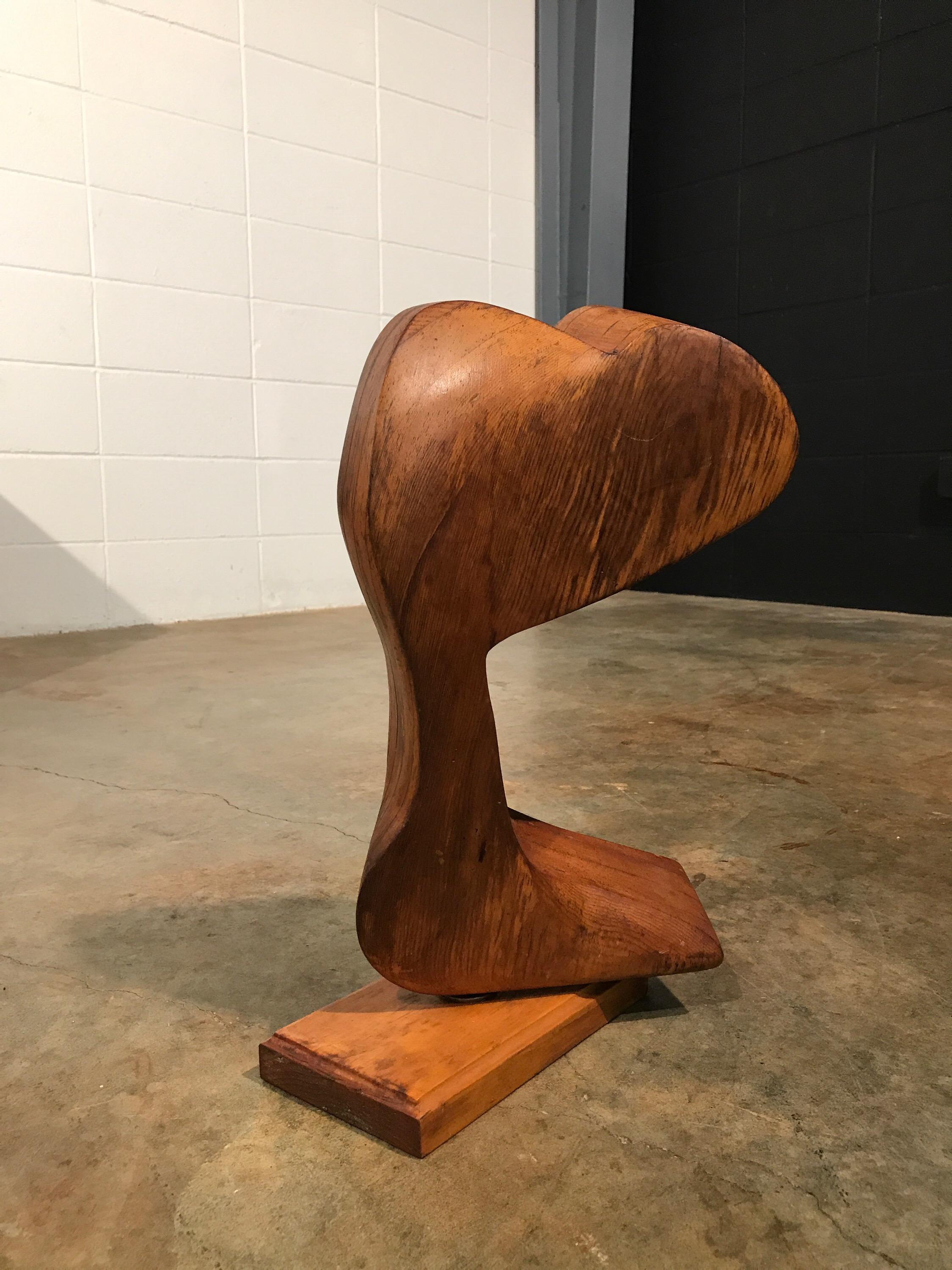 Early modern wood sculpture artist signed L Ryan 1951 - Rogue Wave. Unique and likely one of a kind. This sculpture is in its original condition and shows signs of age. It is structurally sound and ready for display.
 