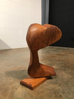 Early Modern Wood Sculpture Artist Signed L Ryan 1951, Rogue Wave, Vintage