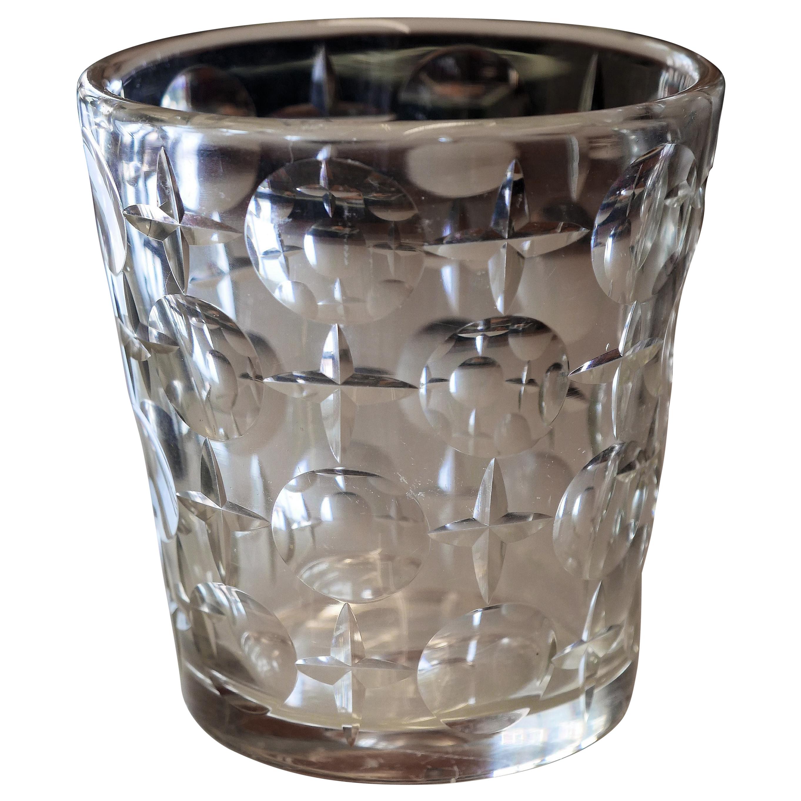 Early Modernist Cut Crystal Ice Bucket by Orrefors