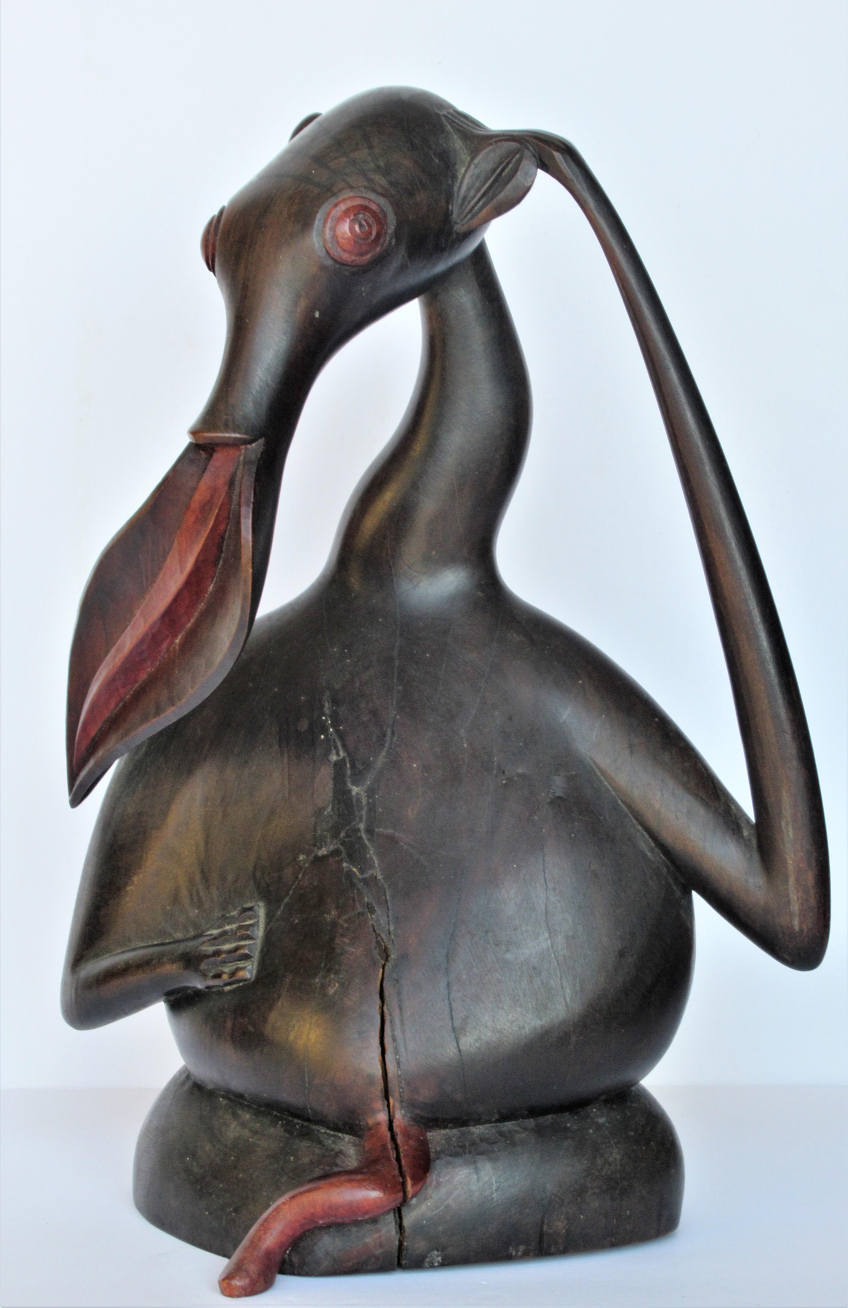 Makonde Tanzania Modernist Blackwood Sculpture Aardvark Shetani In Good Condition In Rochester, NY
