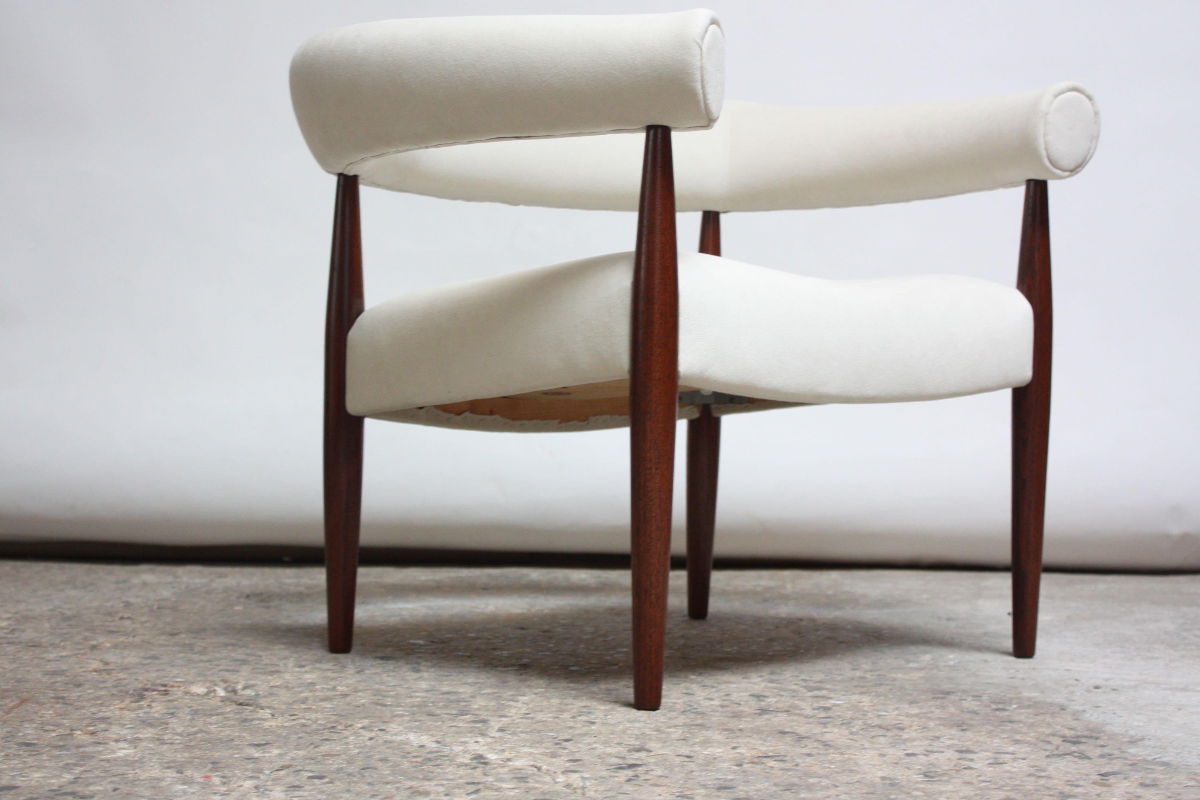 Early Nanna and Jørgen Ditzel 'Ring' Chair in Suede and Teak 1