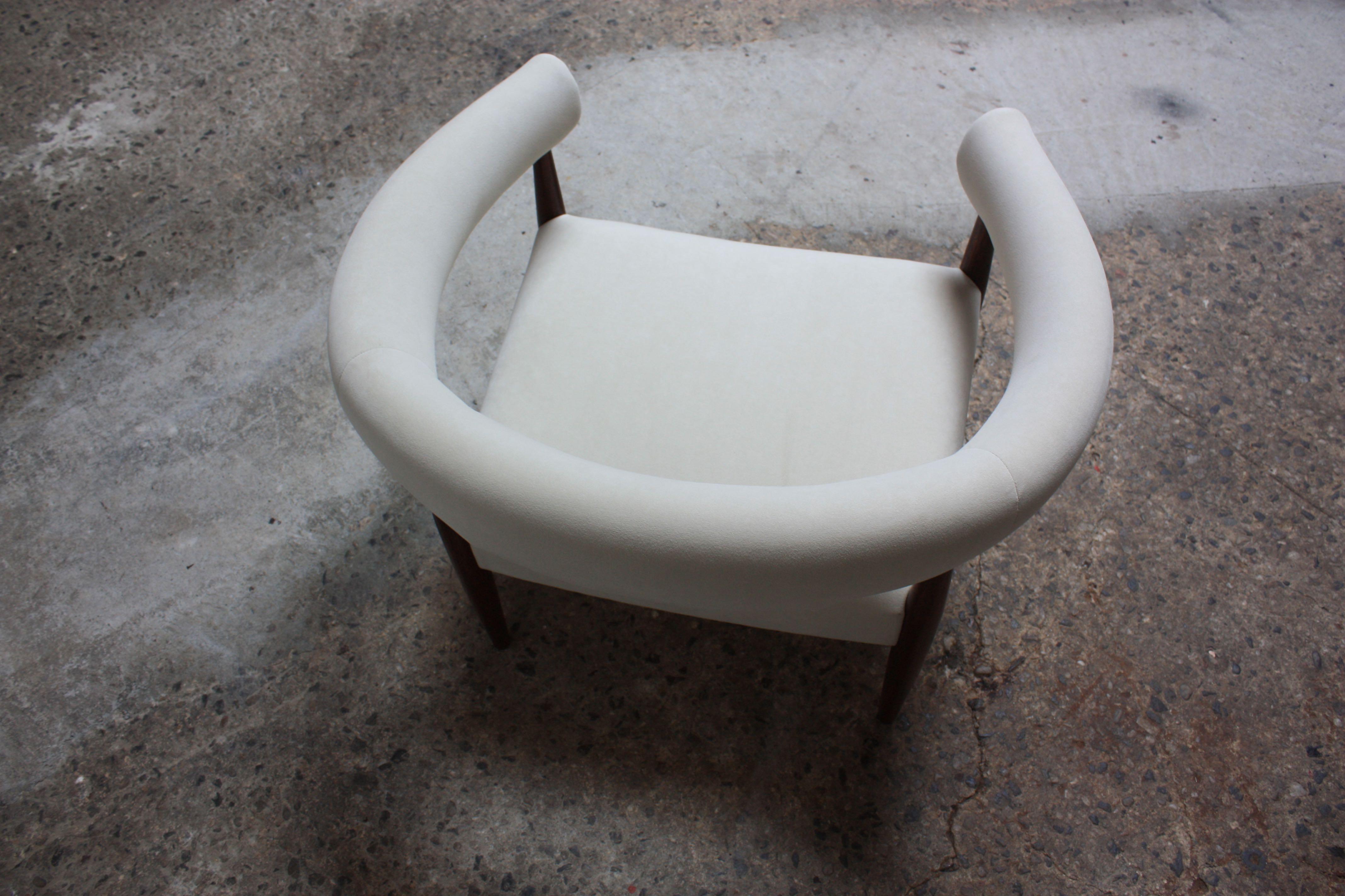 Early Nanna and Jørgen Ditzel 'Ring' Chair in Suede and Teak 2