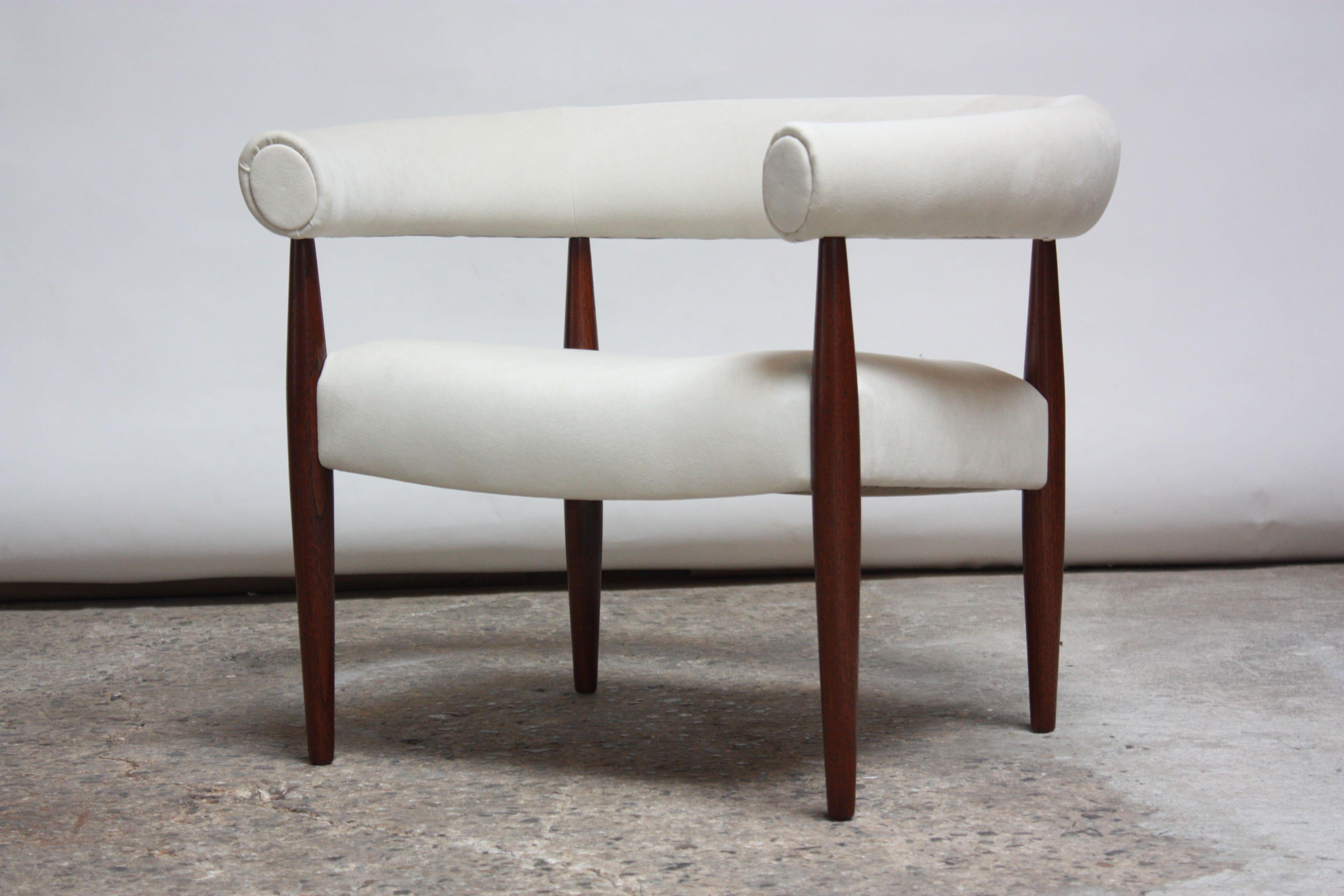 Danish Early Nanna and Jørgen Ditzel 'Ring' Chair in Suede and Teak