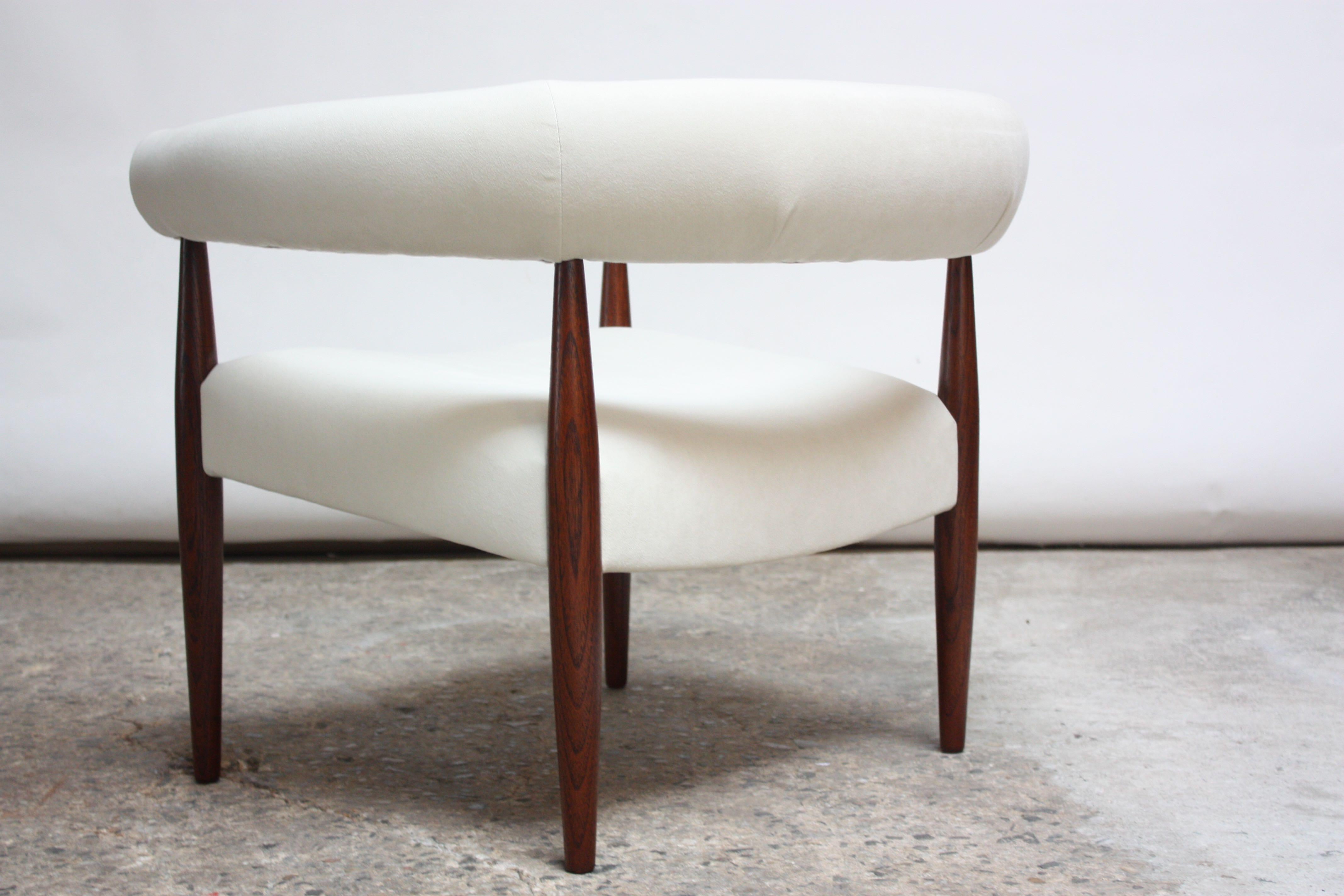 Stained Early Nanna and Jørgen Ditzel 'Ring' Chair in Suede and Teak
