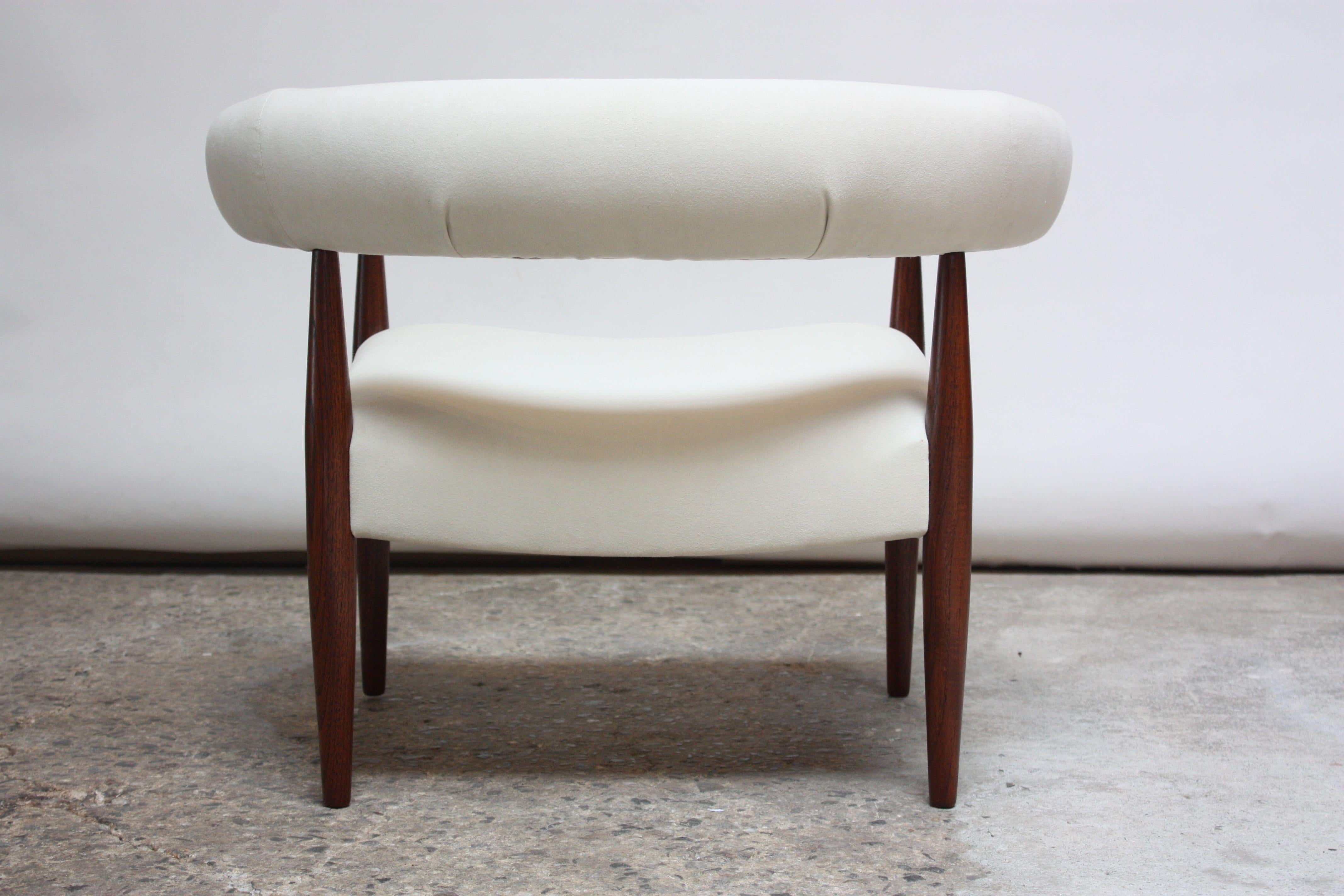 Early Nanna and Jørgen Ditzel 'Ring' Chair in Suede and Teak In Excellent Condition In Brooklyn, NY