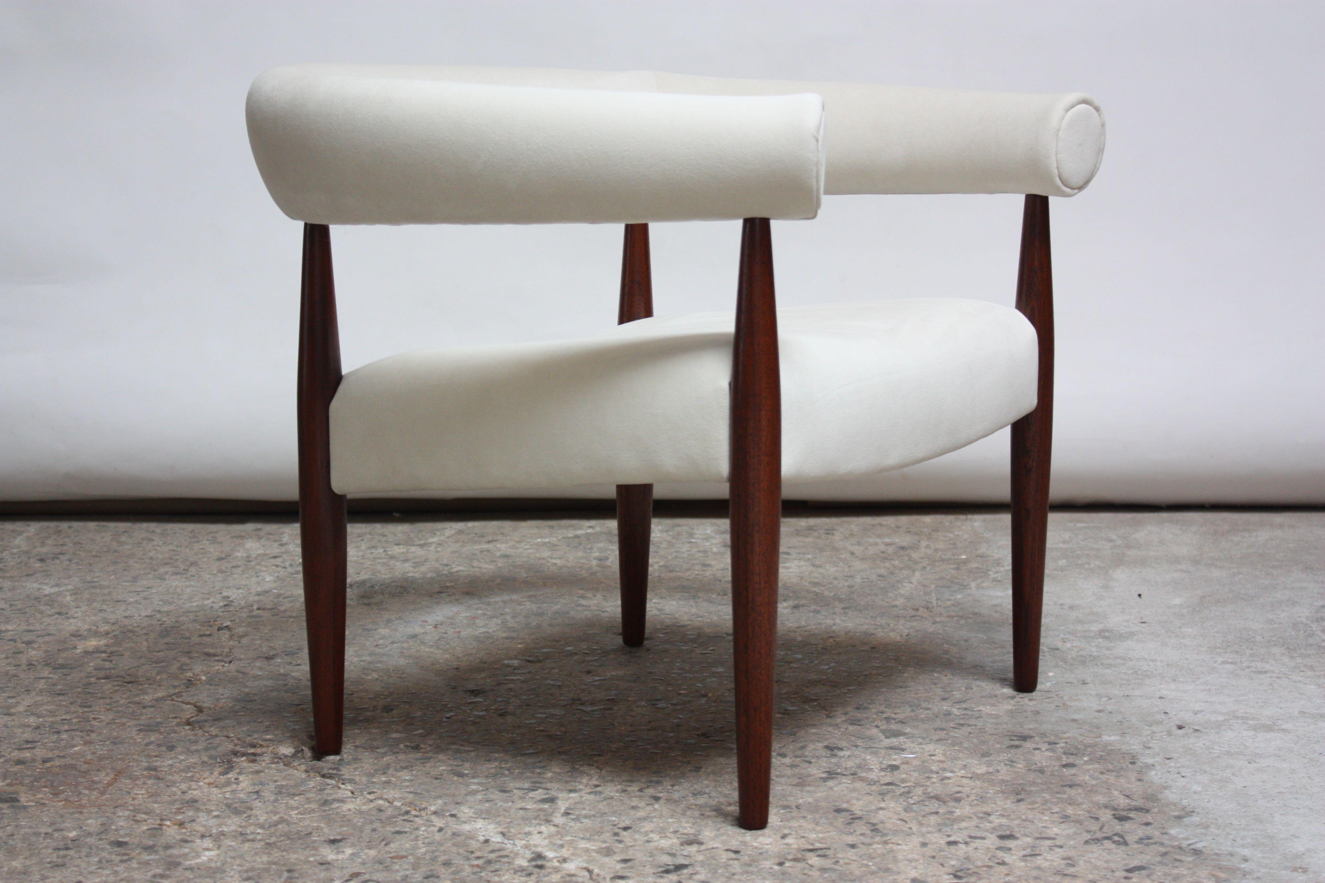 Mid-20th Century Early Nanna and Jørgen Ditzel 'Ring' Chair in Suede and Teak