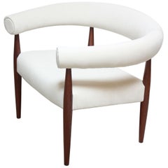 Early Nanna and Jørgen Ditzel 'Ring' Chair in Suede and Teak
