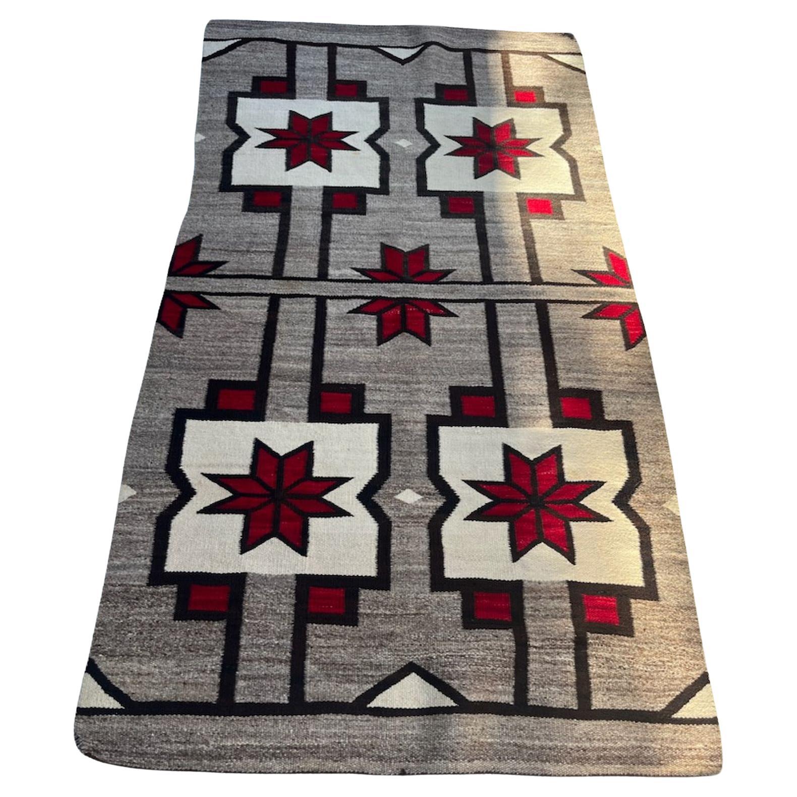 Alfombra de tejido de estrellas vallero Navajo Early Crystal Trading Post