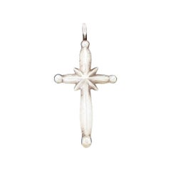 Early Navajo Indian Sterling Silver Large Sandcast Cross Pendant for Necklace