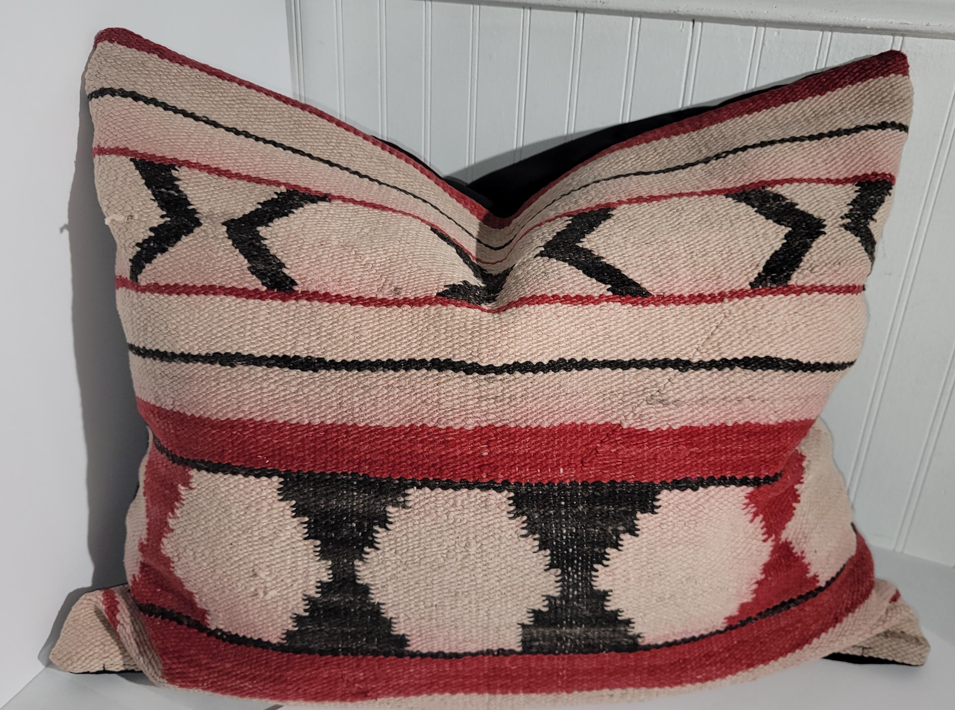 These amazing hand woven pillows with cotton linen backing. These pillows are in good condition and have faded . Larger pillow measures 25 x 27 
smaller pillow measures - 22 x 26 These are being sold as a matched pair.