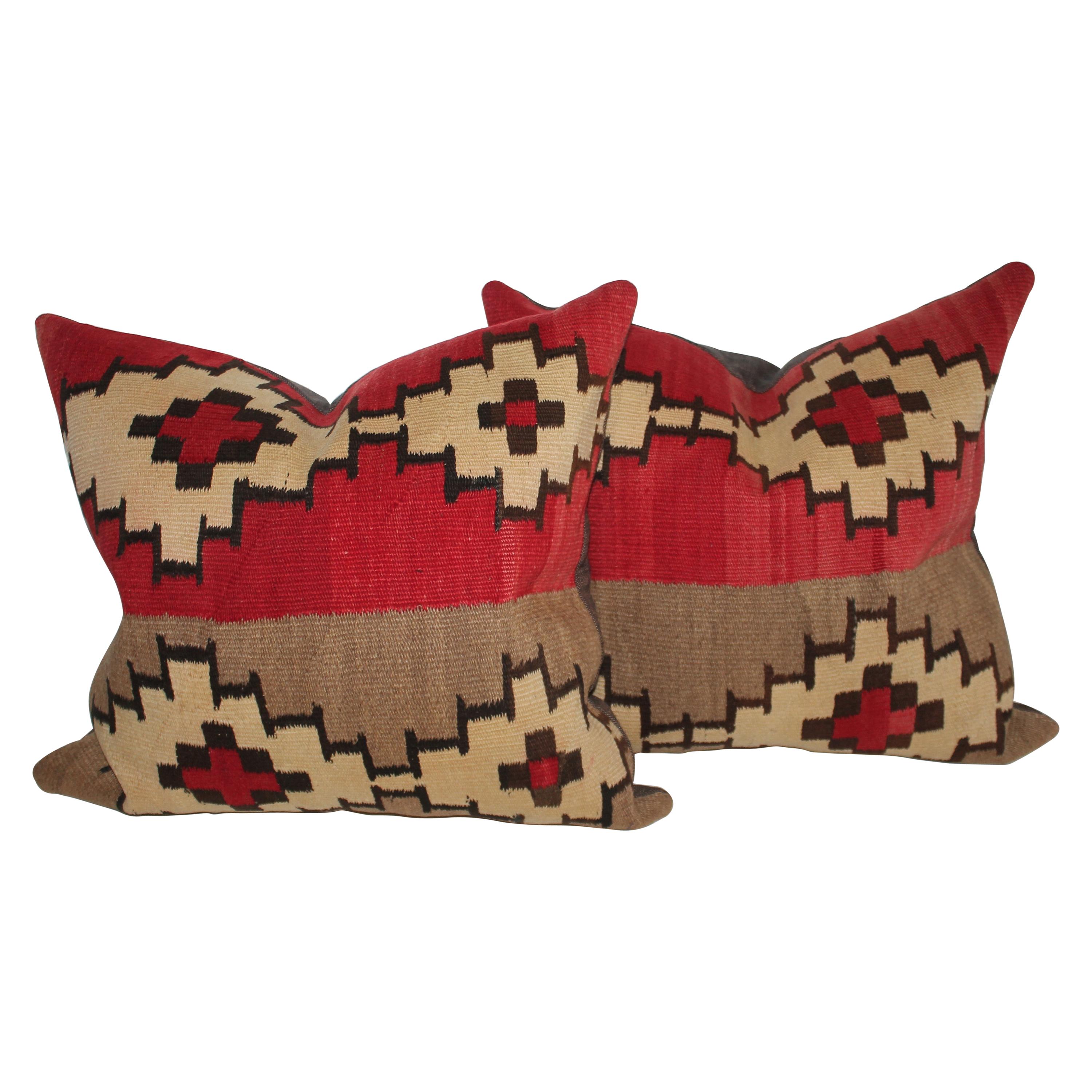 Early Navajo Indian Weaving Pillows, Pair