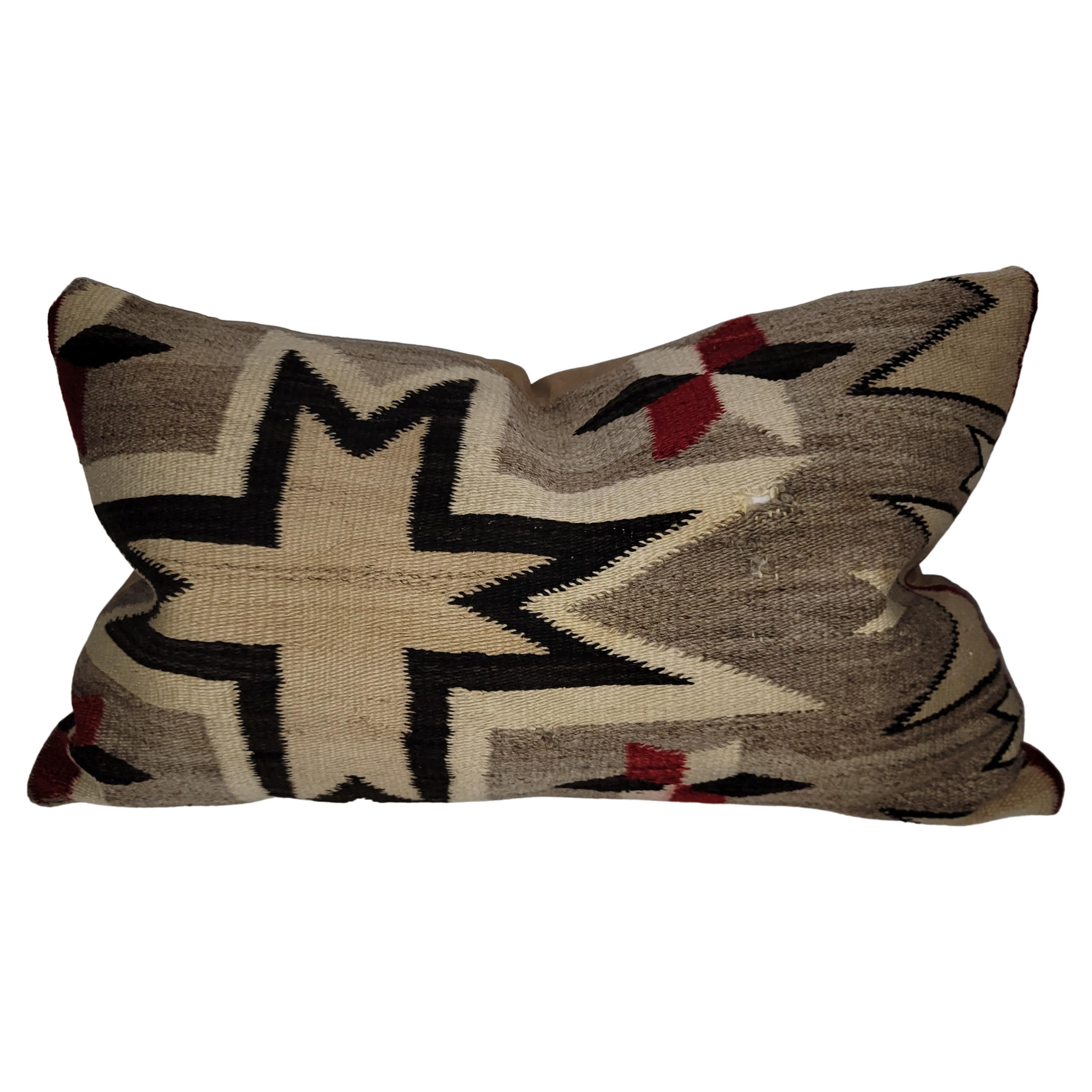 Early Navajo Indian Weaving Star Dazzler Bolster Pillow