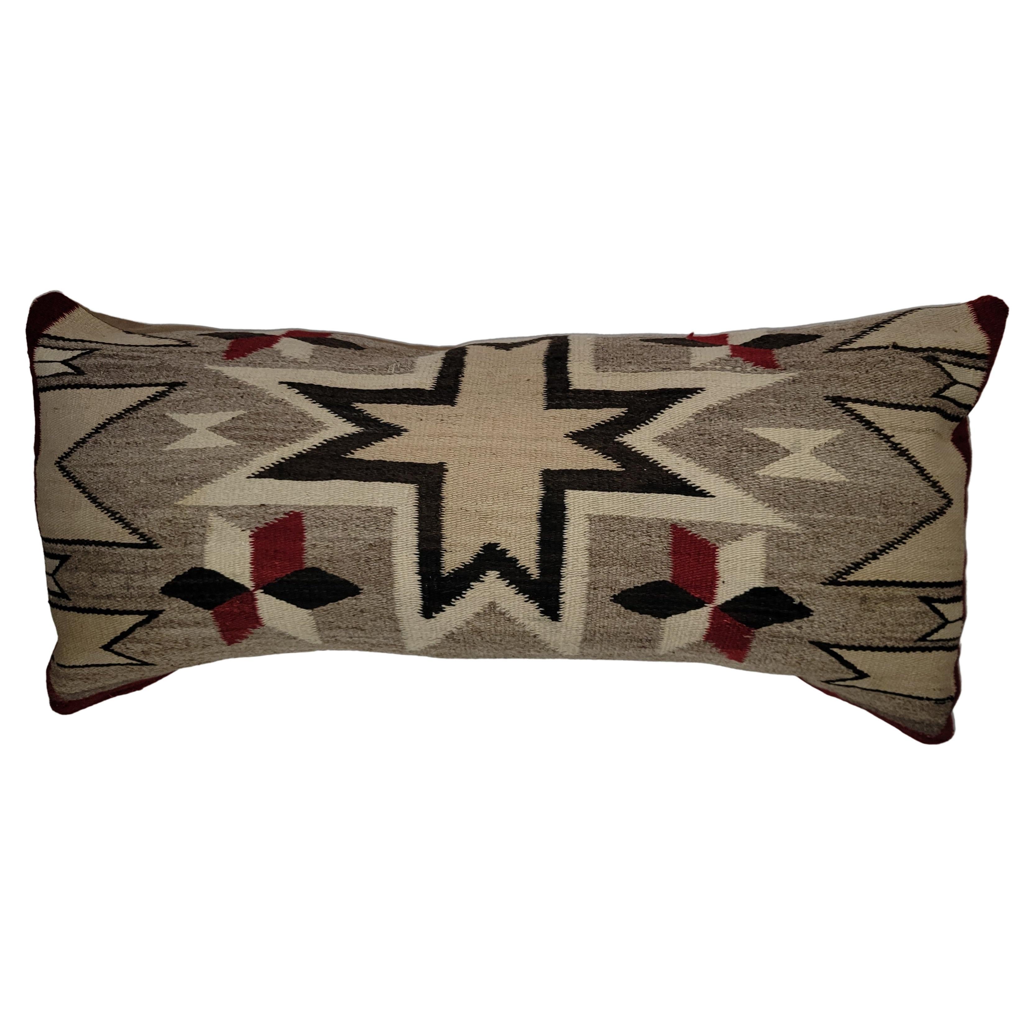 Coussin traversin de tissage indien éblouissant étoilé Navajo des débuts