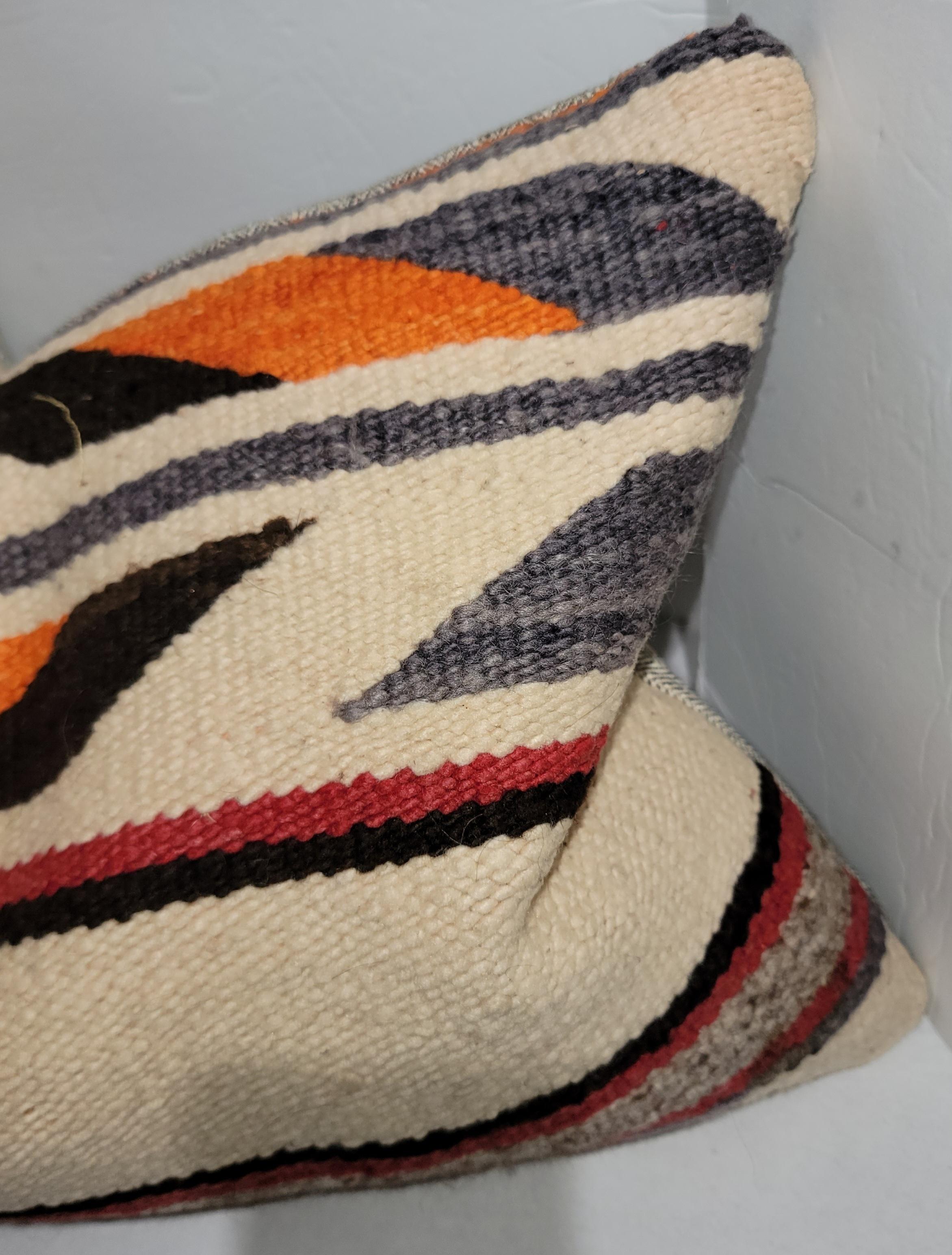 American Early Navajo Weaving Pillows, Pair For Sale