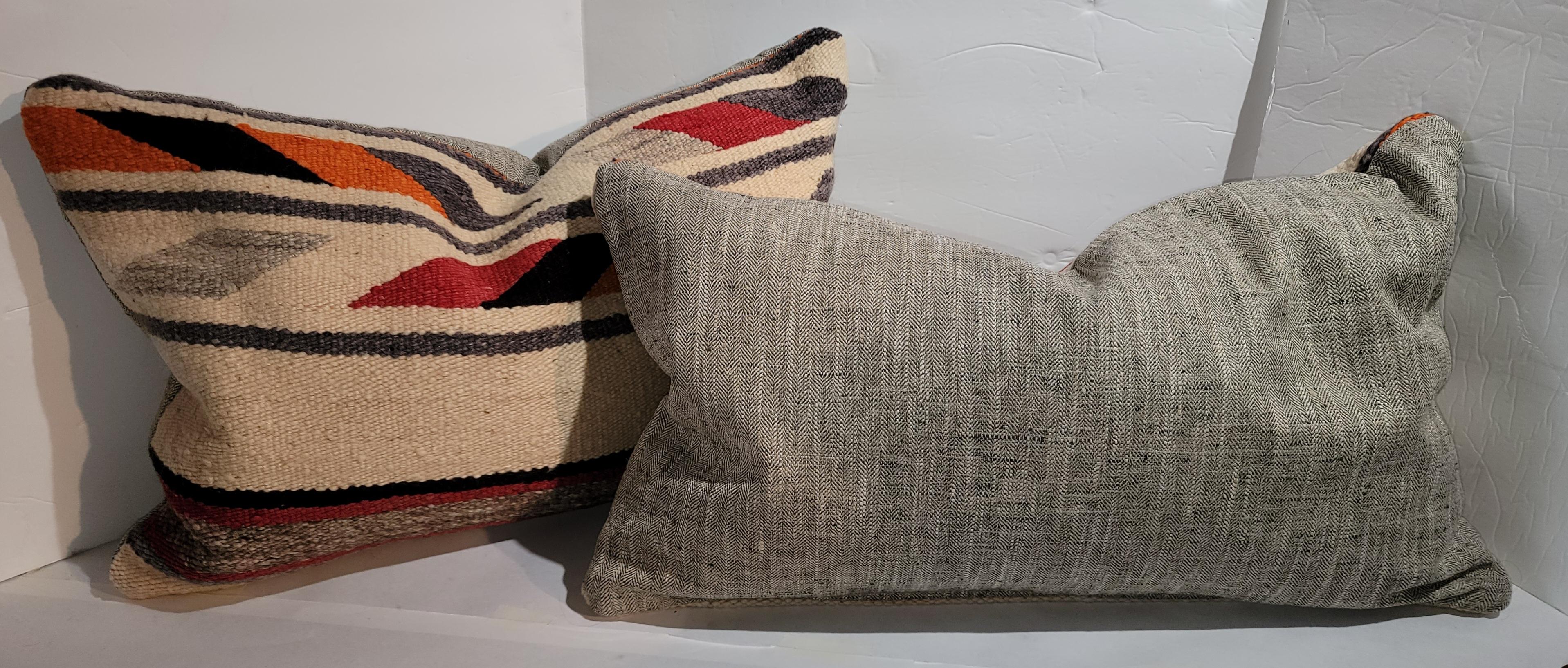 Hand-Crafted Early Navajo Weaving Pillows, Pair For Sale