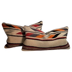 Vintage Early Navajo Weaving Pillows, Pair