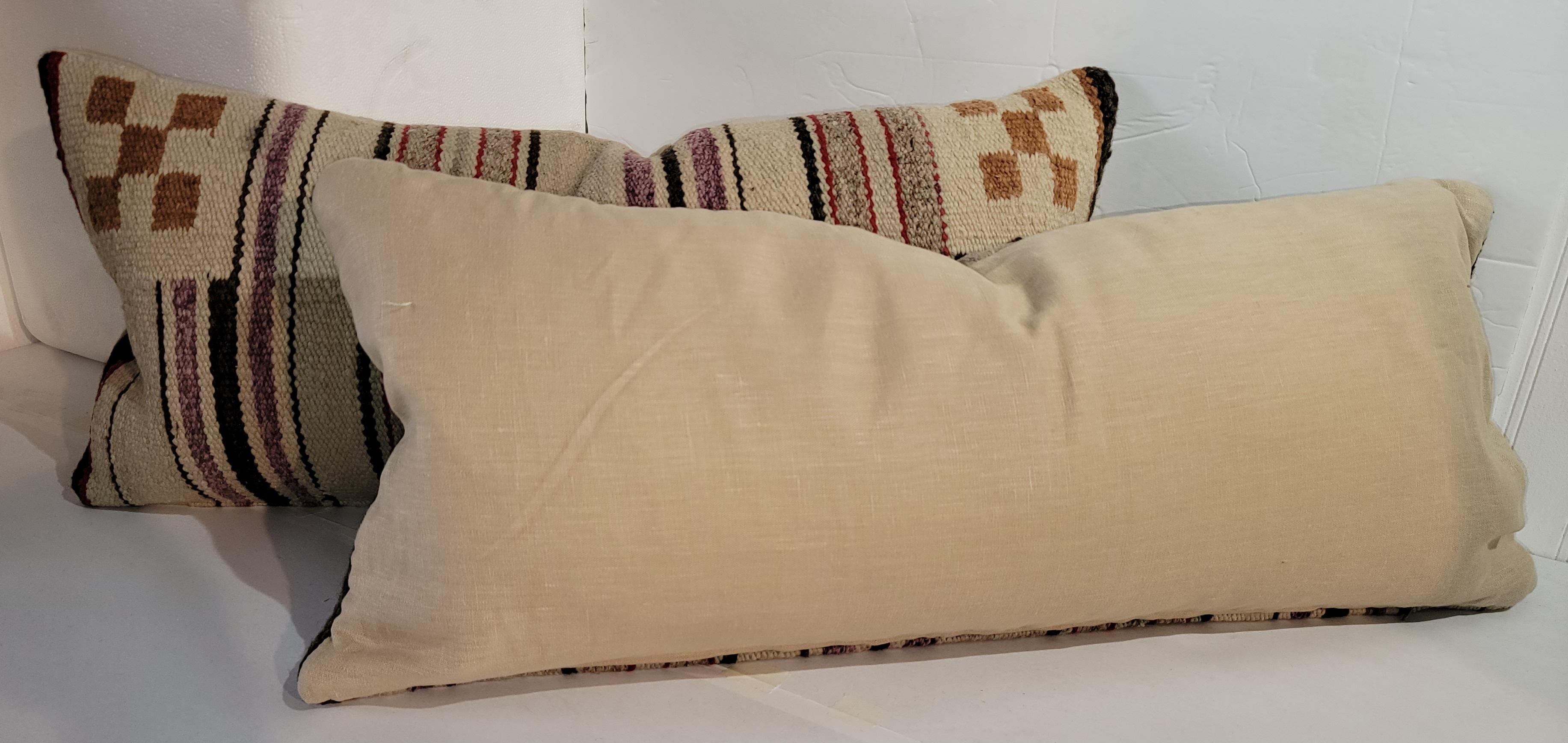 Early Navajo Weaving Saddle Blanket Pillows In Good Condition For Sale In Los Angeles, CA