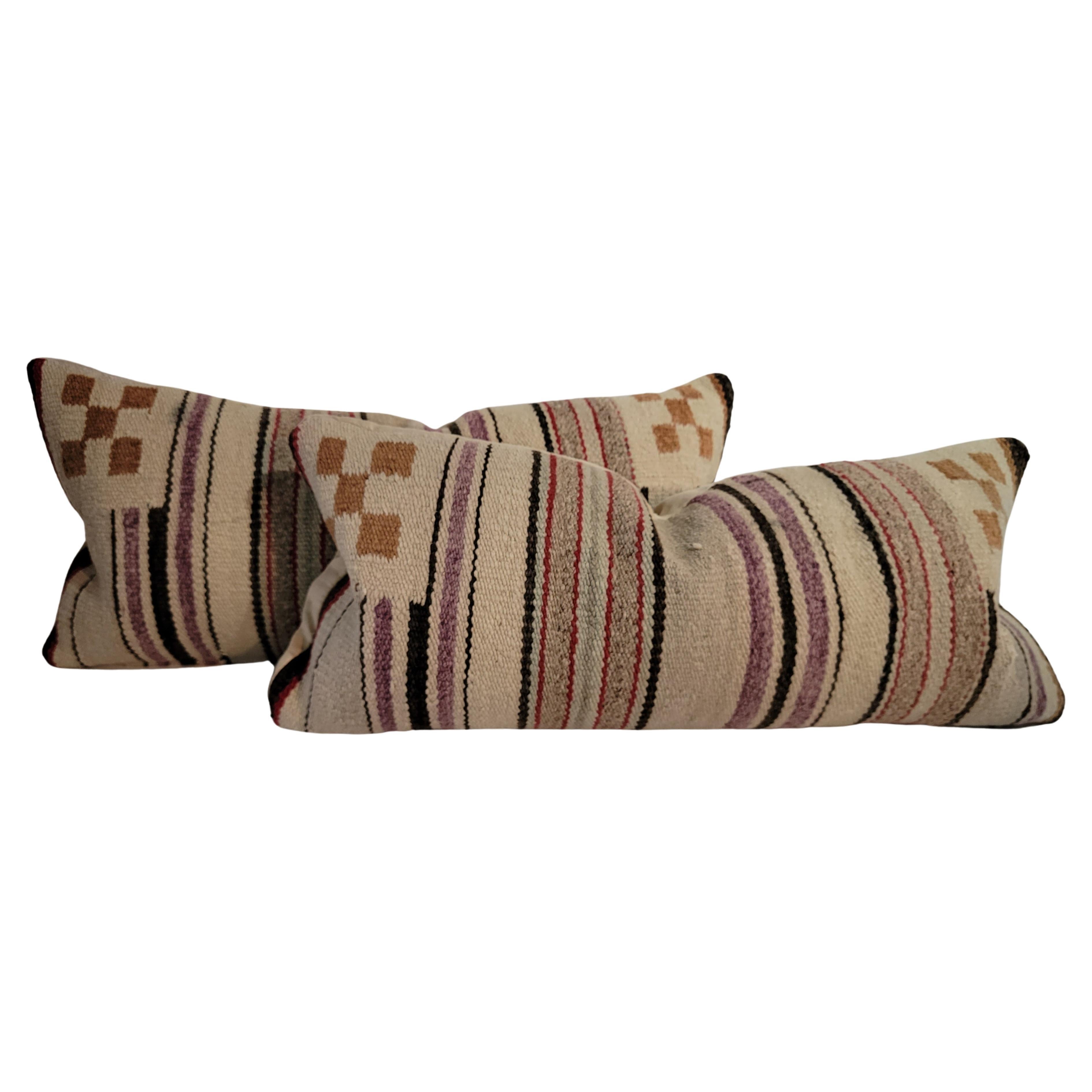Early Navajo Weaving Saddle Blanket Pillows For Sale