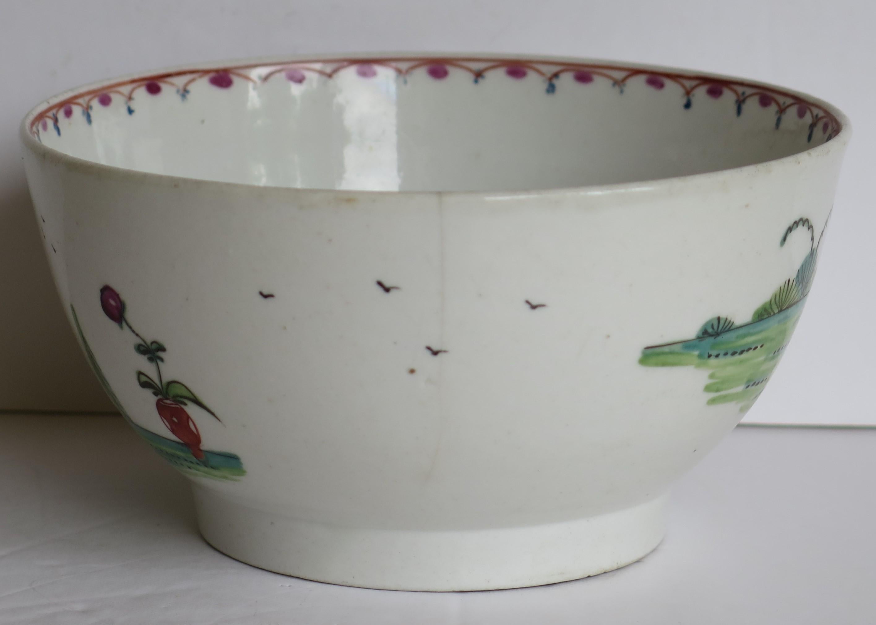 Early New Hall Porcelain Bowl Chinese Figures Lady with parasol Ptn. 20, Ca 1790 For Sale 7