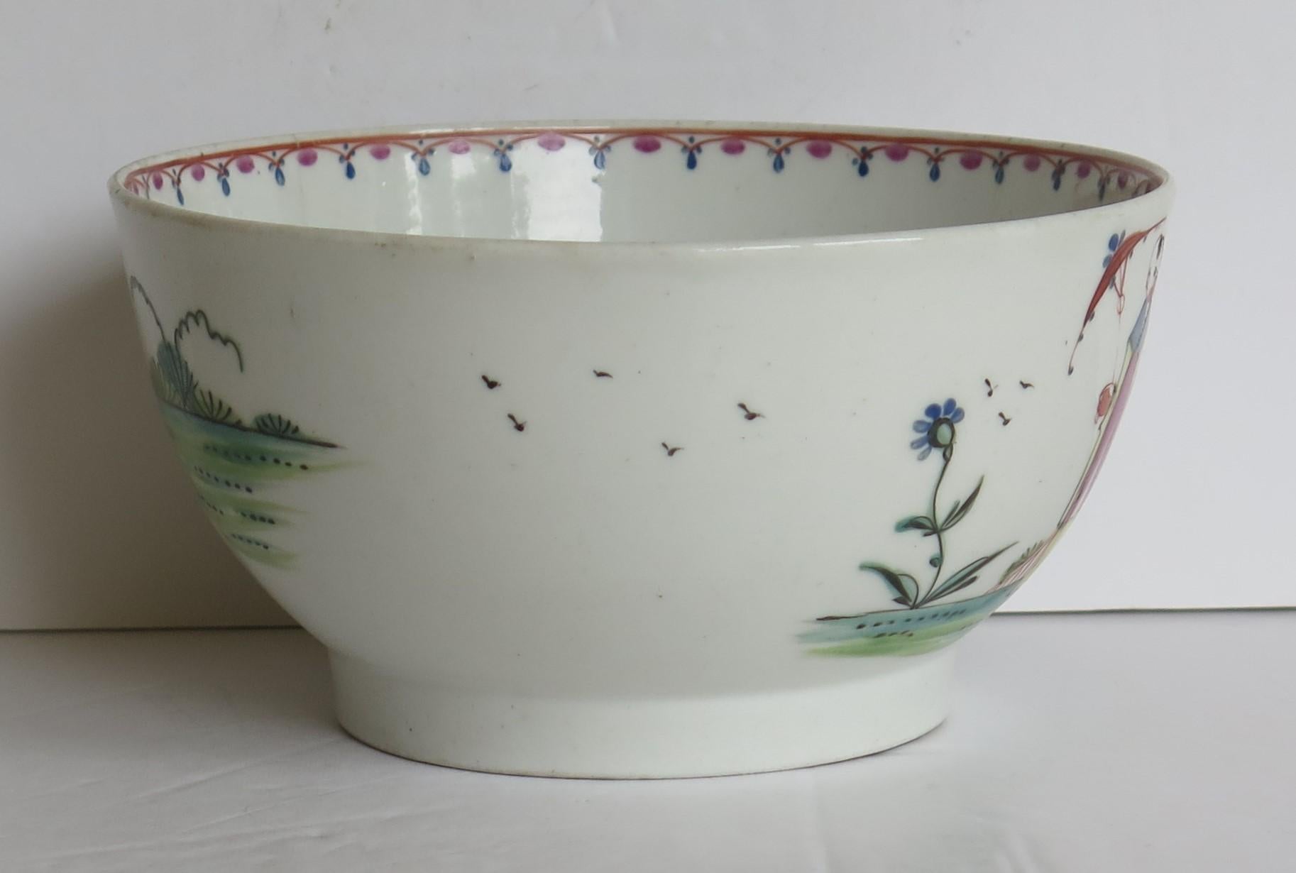 Cuenco antiguo de porcelana New Hall Figuras chinas Dama con sombrilla Ptn. 20, ca 1790 siglo XVIII en venta