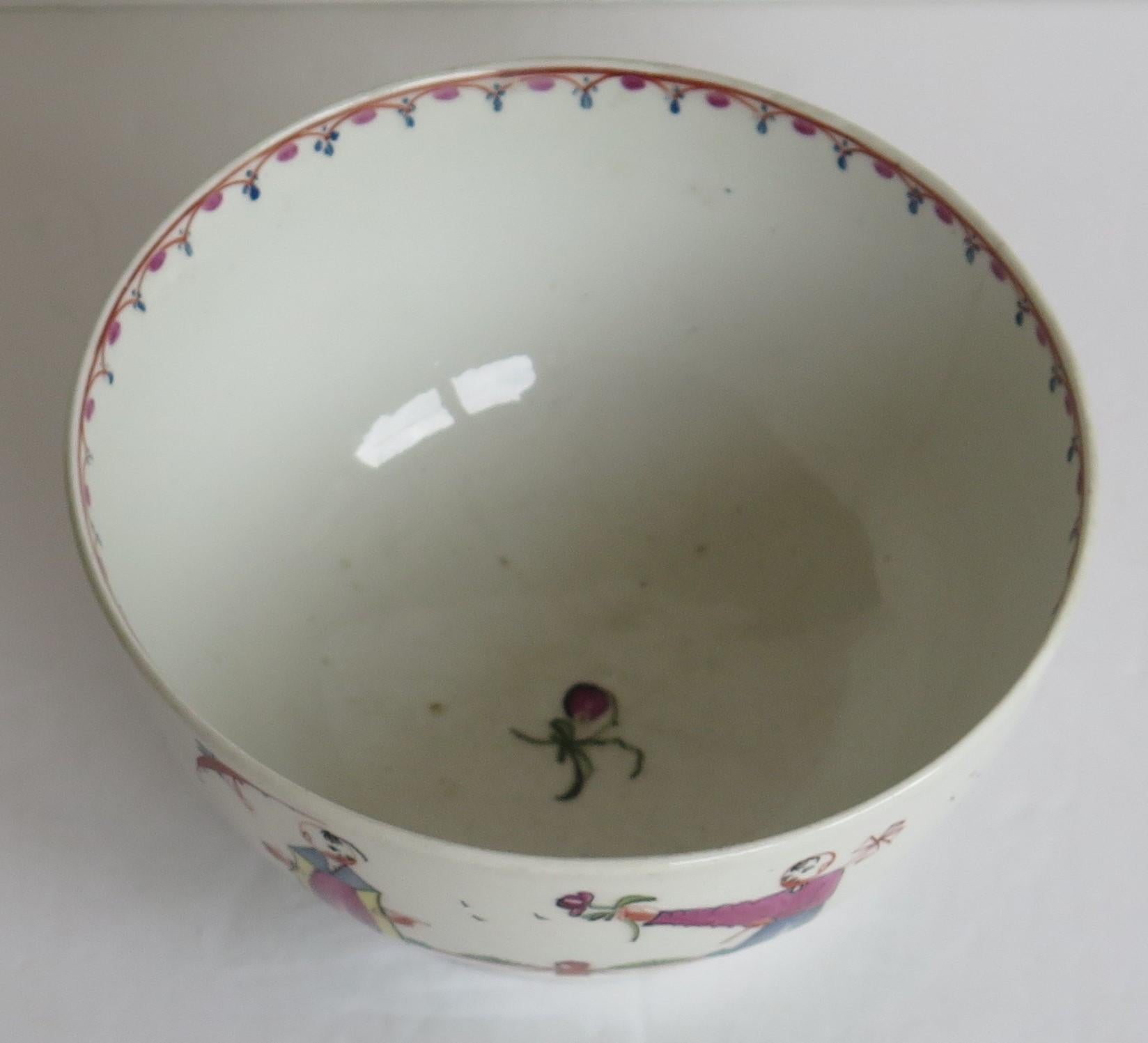 Early New Hall Porcelain Bowl Chinese Figures Lady with parasol Ptn. 20, Ca 1790 For Sale 2
