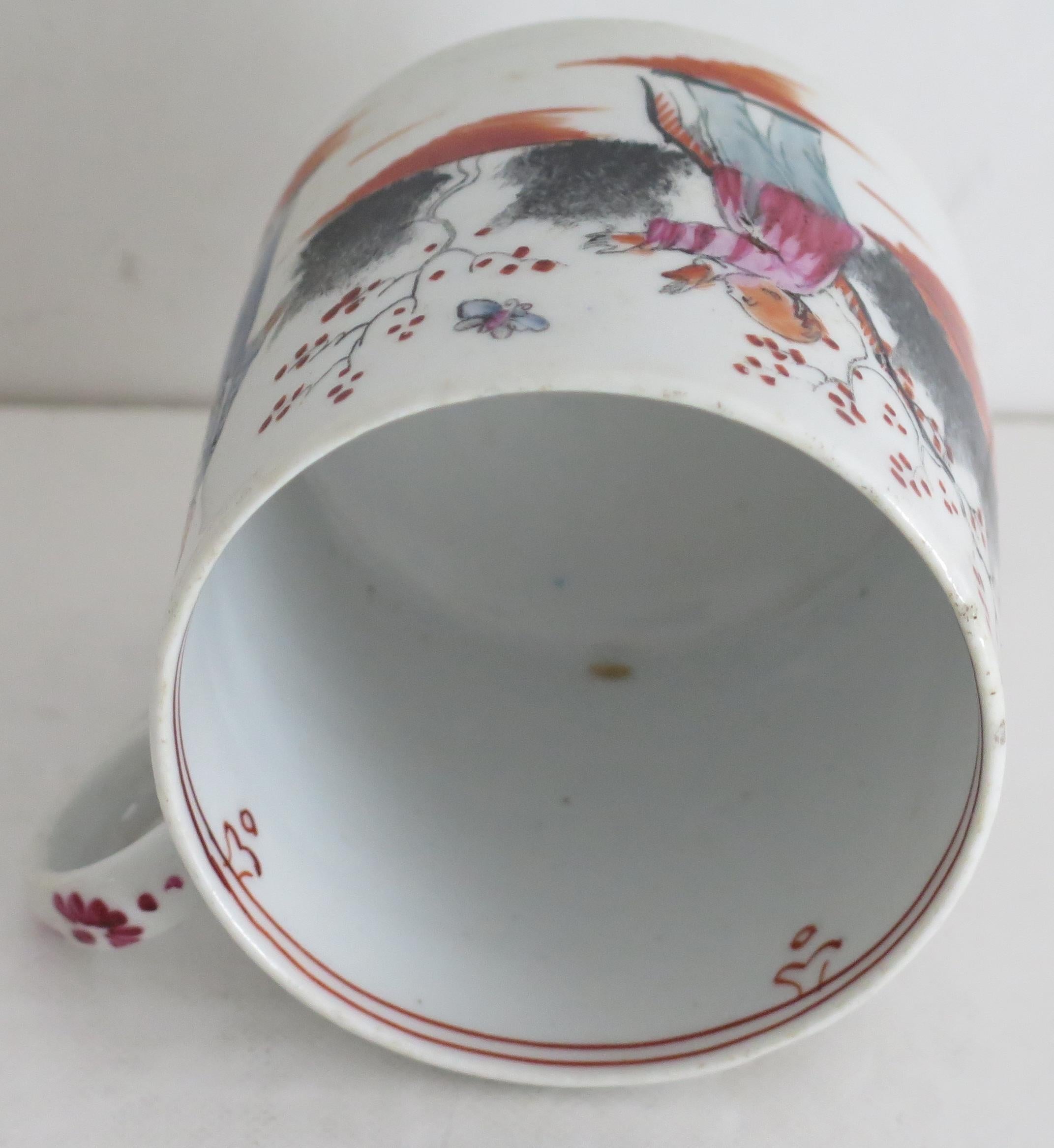 Early New Hall Porcelain Coffee Can & Saucer Duo Chinese Pattern 421, circa 1800 For Sale 2