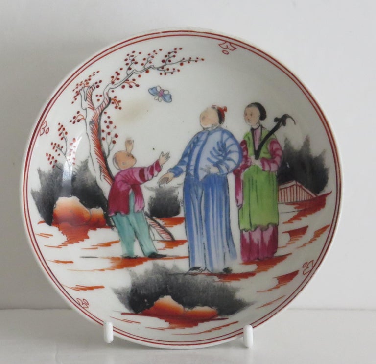 Early New Hall Porcelain Coffee Can & Saucer Duo Chinese Pattern 421, circa 1800 For Sale 6