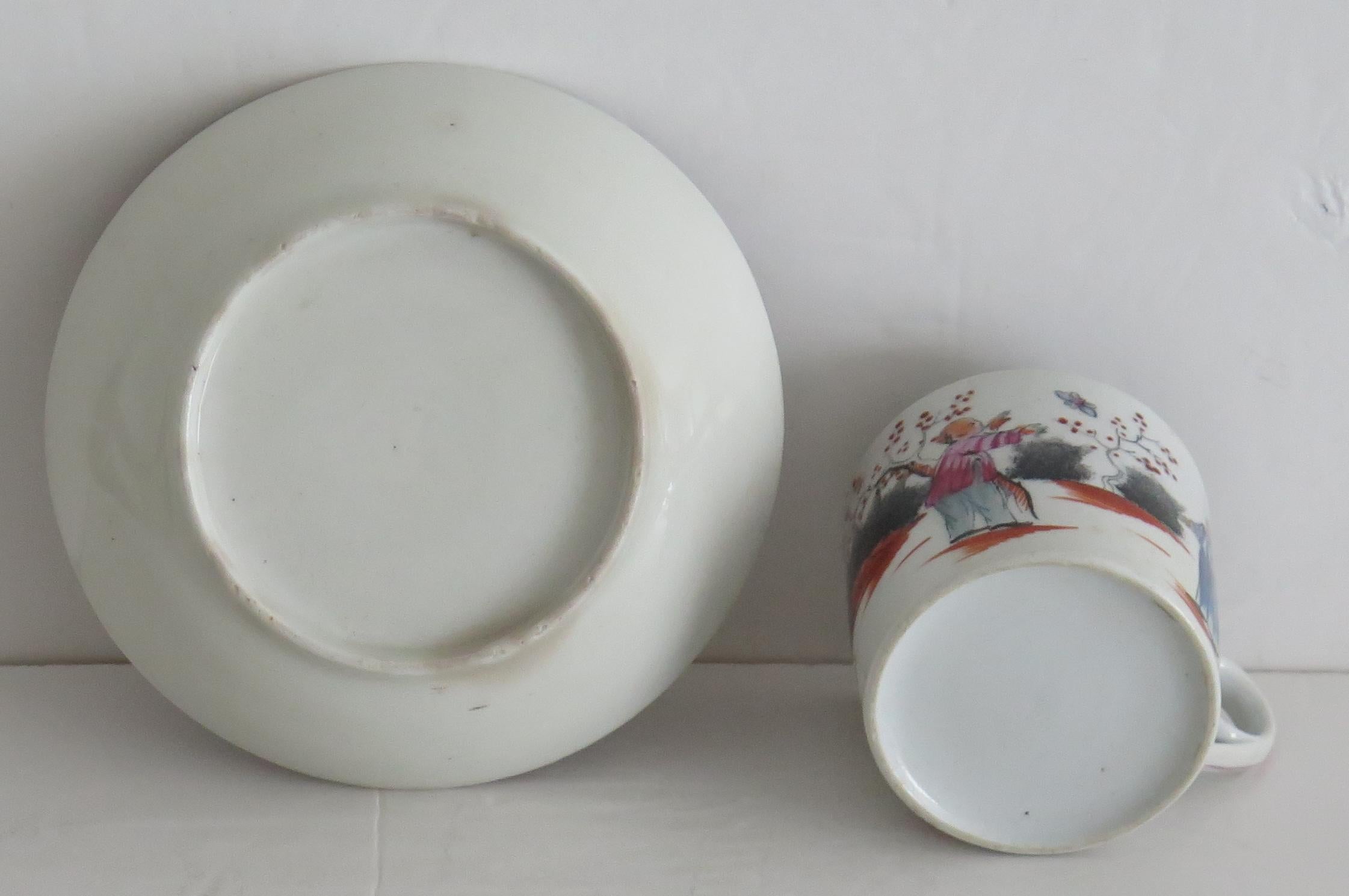 Early New Hall Porcelain Coffee Can & Saucer Duo Chinese Pattern 421, circa 1800 For Sale 5