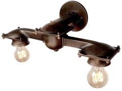 Early New York City Bronze Double Subway Sconce