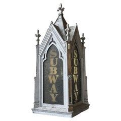 Antiguo farol de bronce de 32" de la estación de metro de Nueva York