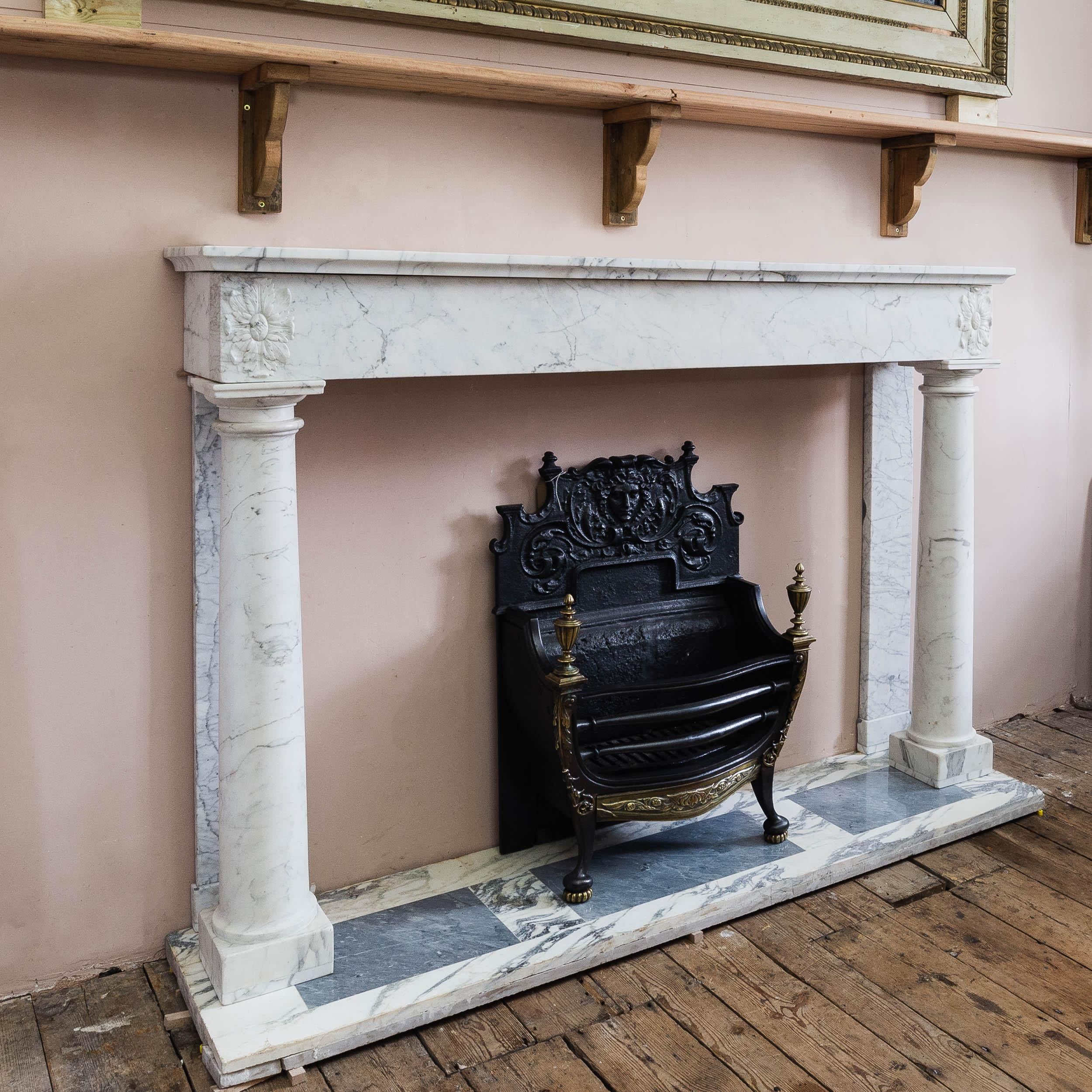 Early 19th Century French Empire Column Fireplace For Sale 1