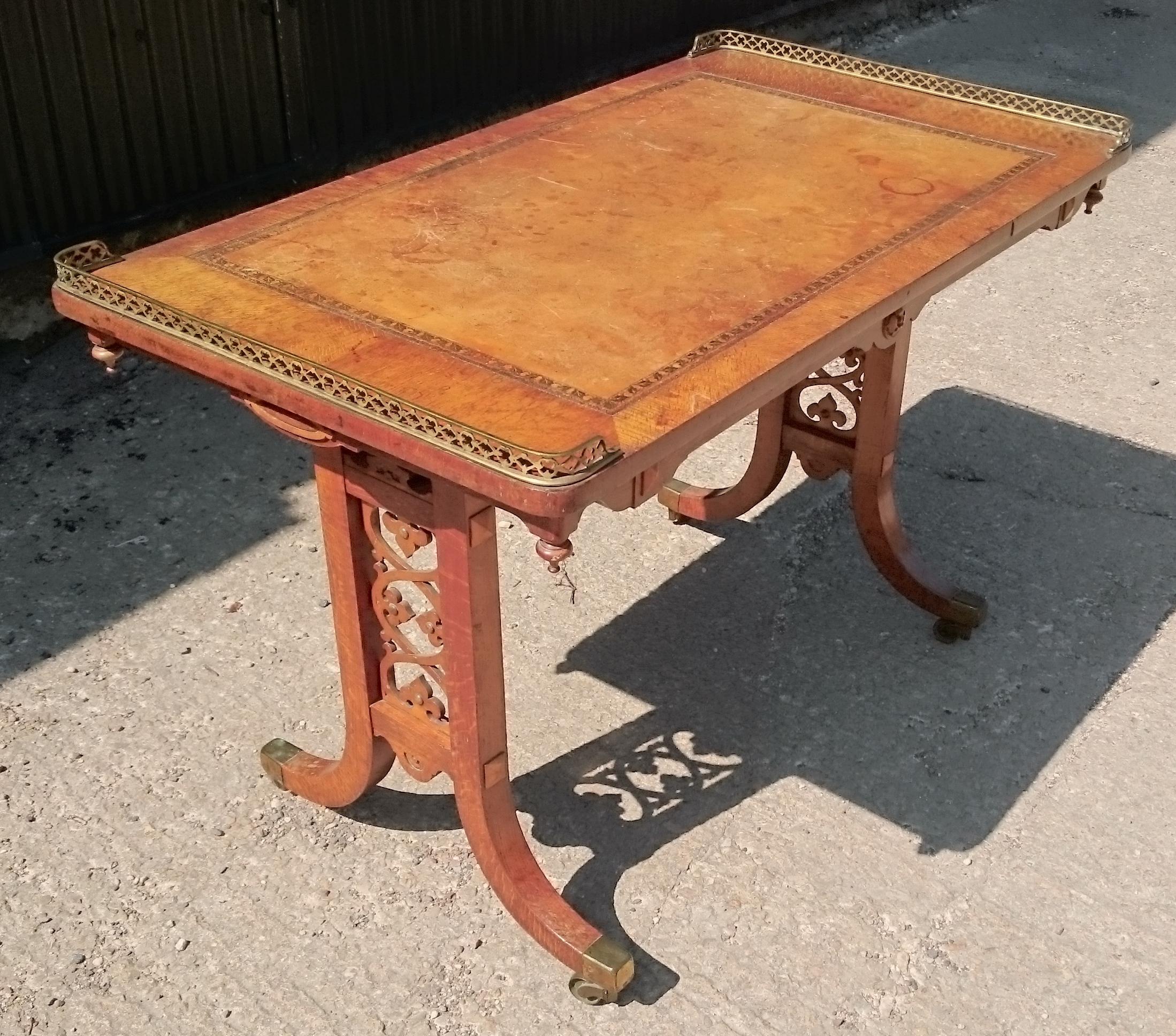 British Early 19th Century Regency Antique Library Writing Table For Sale