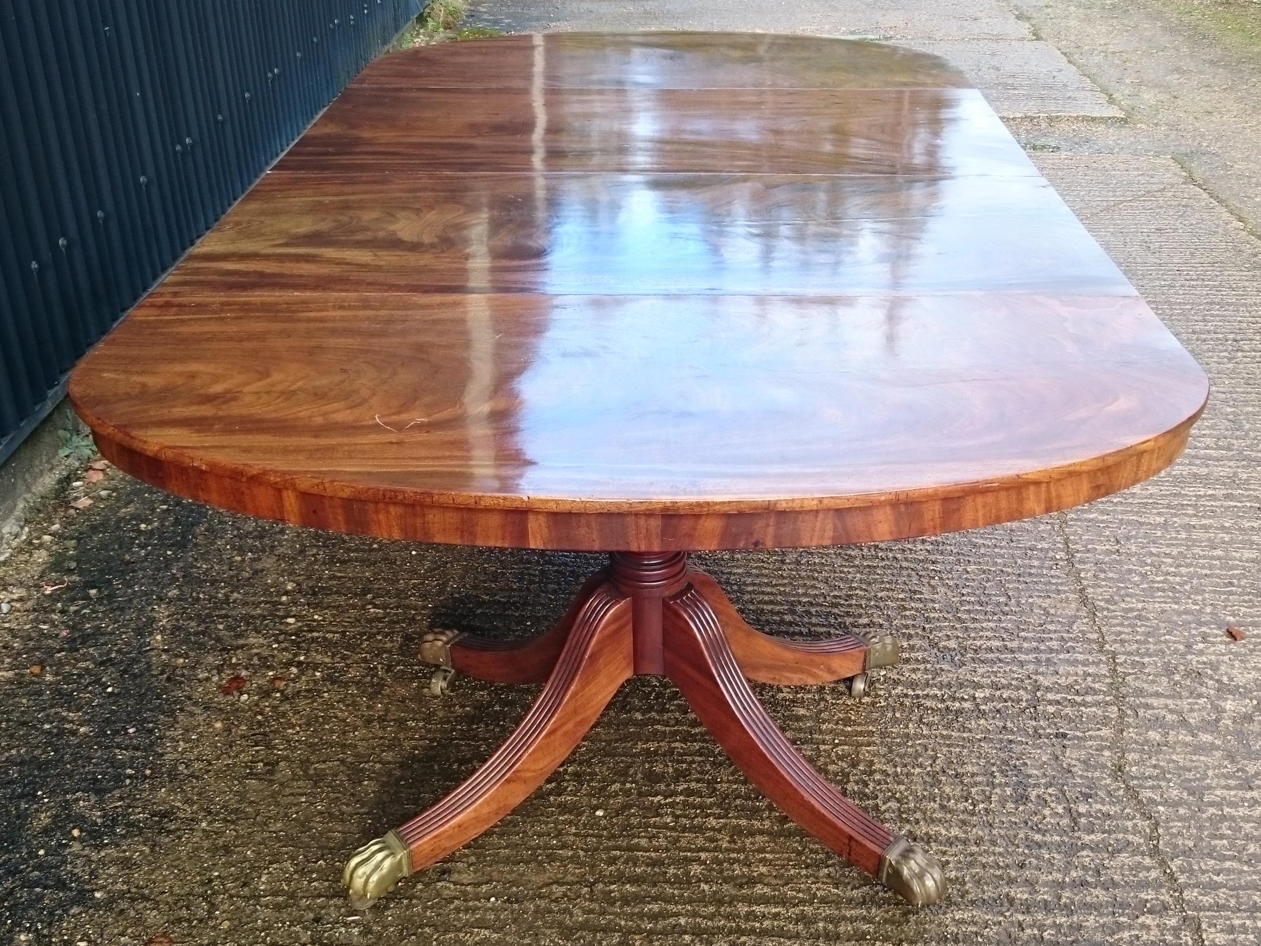 Early 19th Century Regency Mahogany Twin Pedestal Antique Dining Table For Sale 3