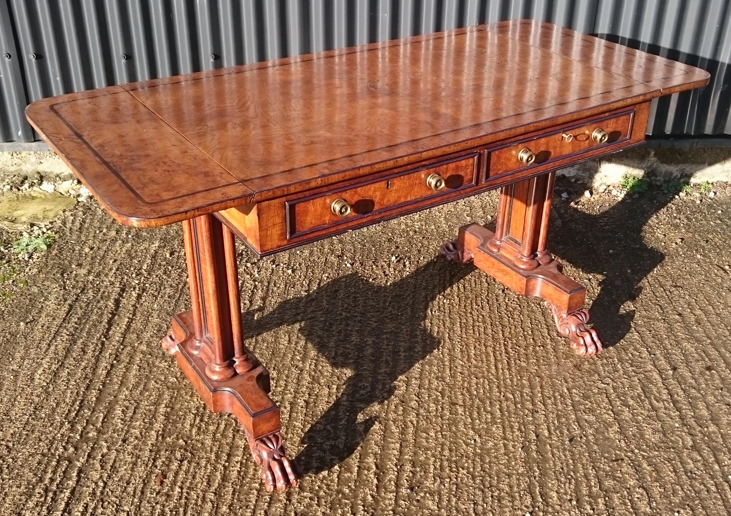 British Early 19th Century Sofa Table Made from Elm