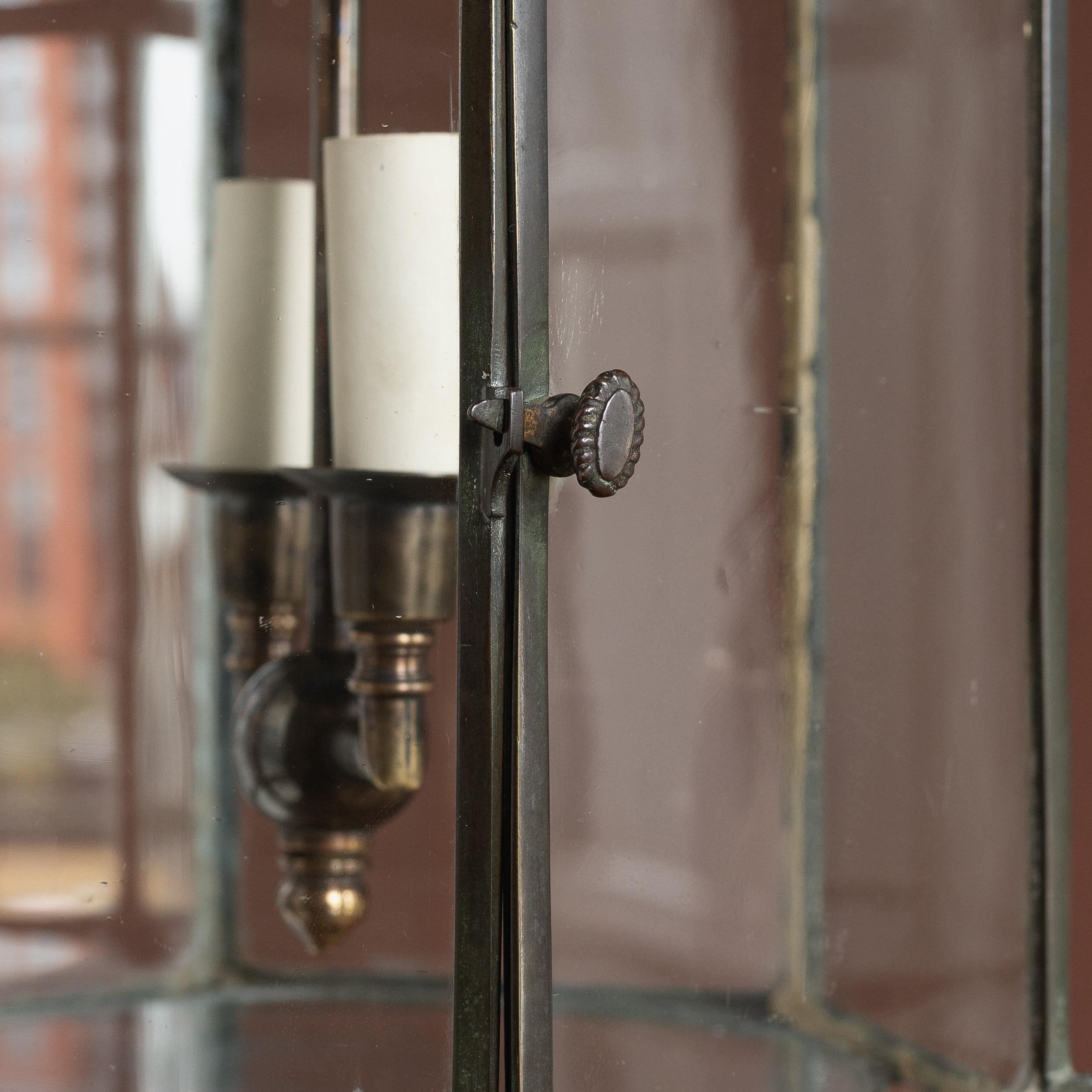 Early Nineteenth Century Style Patinated Brass Lantern For Sale 4