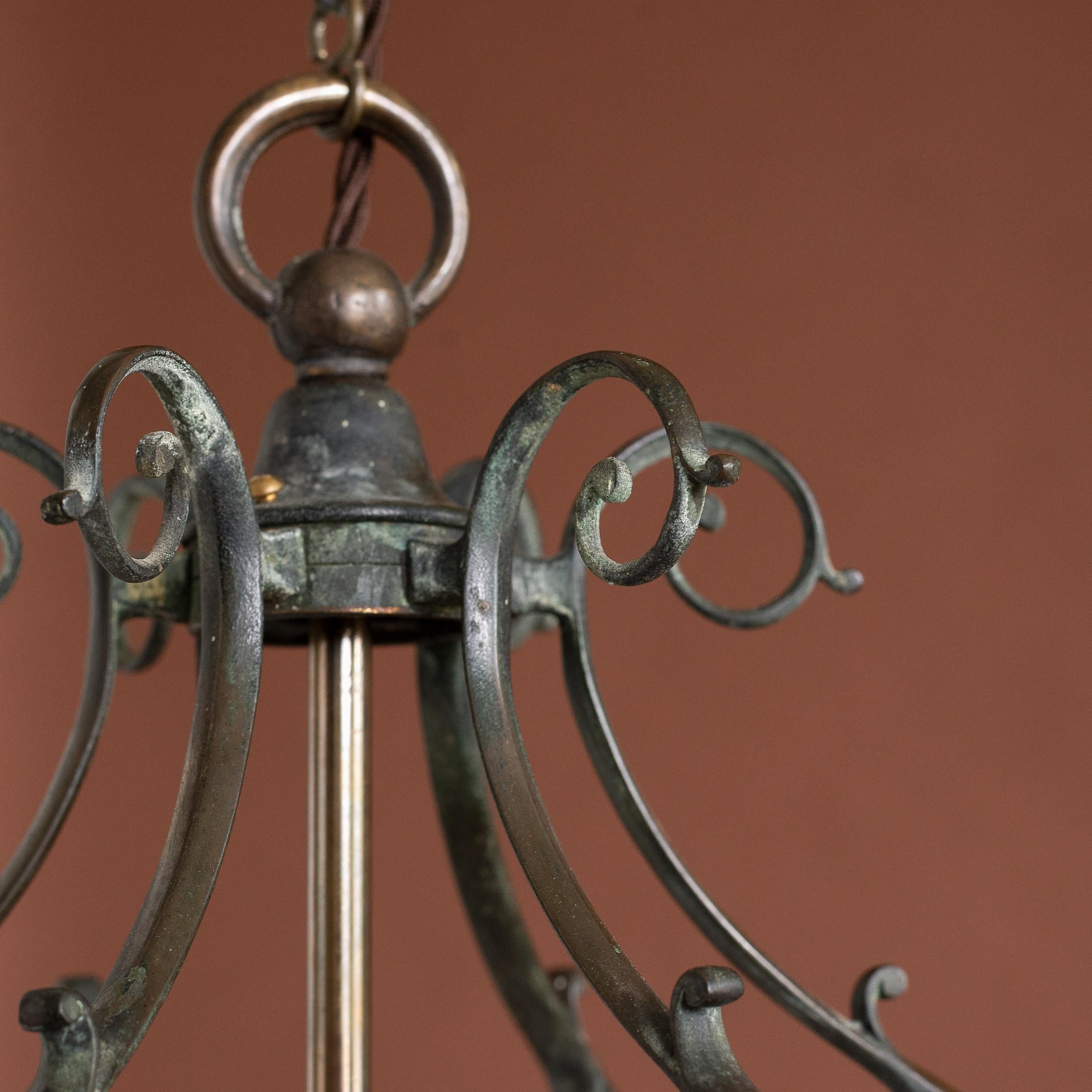 Early Nineteenth Century Style Patinated Brass Lantern For Sale 1