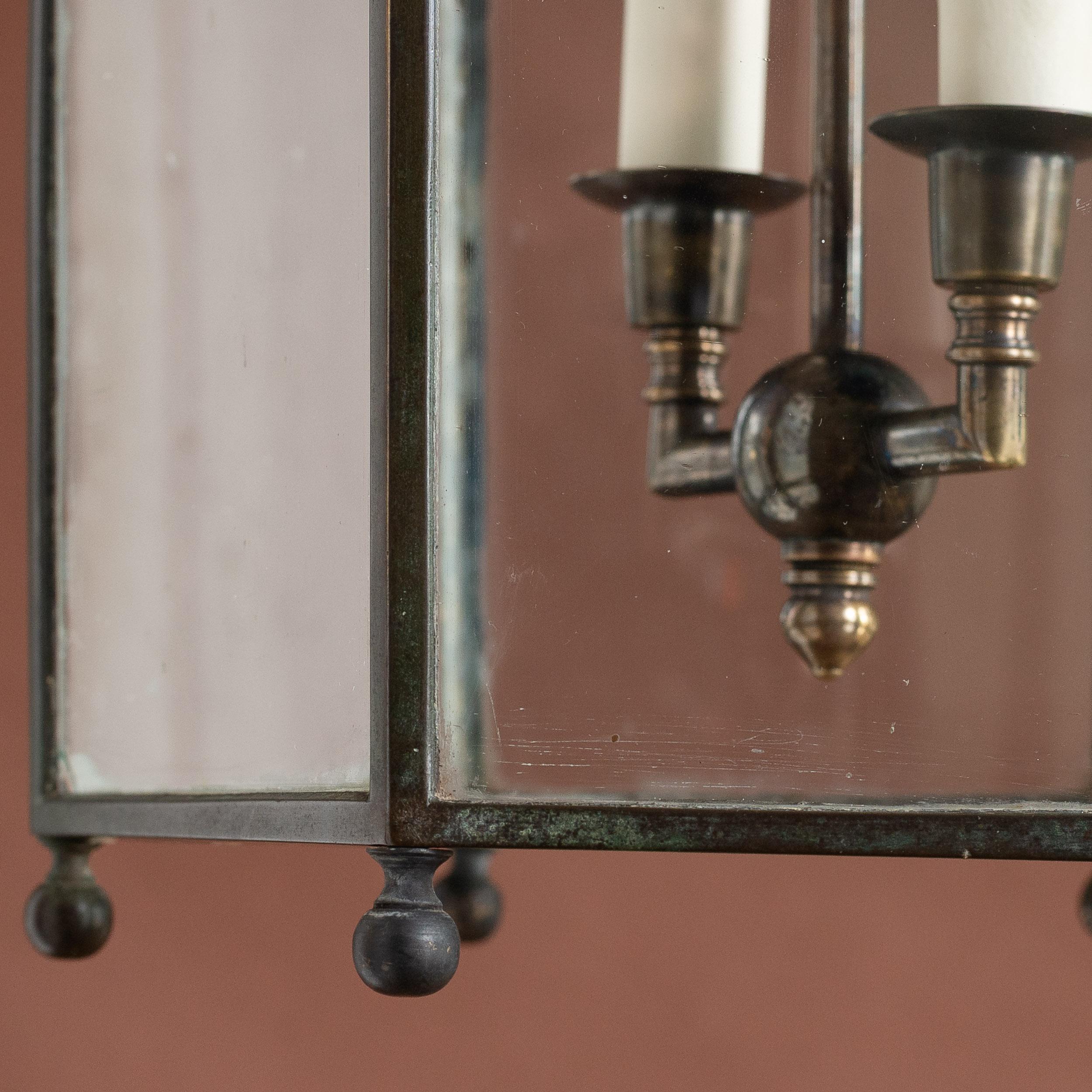 Early Nineteenth Century Style Patinated Brass Lantern For Sale 3