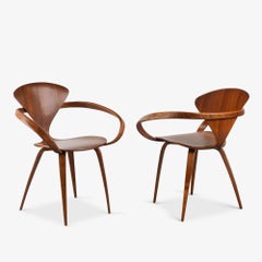 Early Norman Cherner for Plycraft Dining Chairs in Walnut, Set of 4