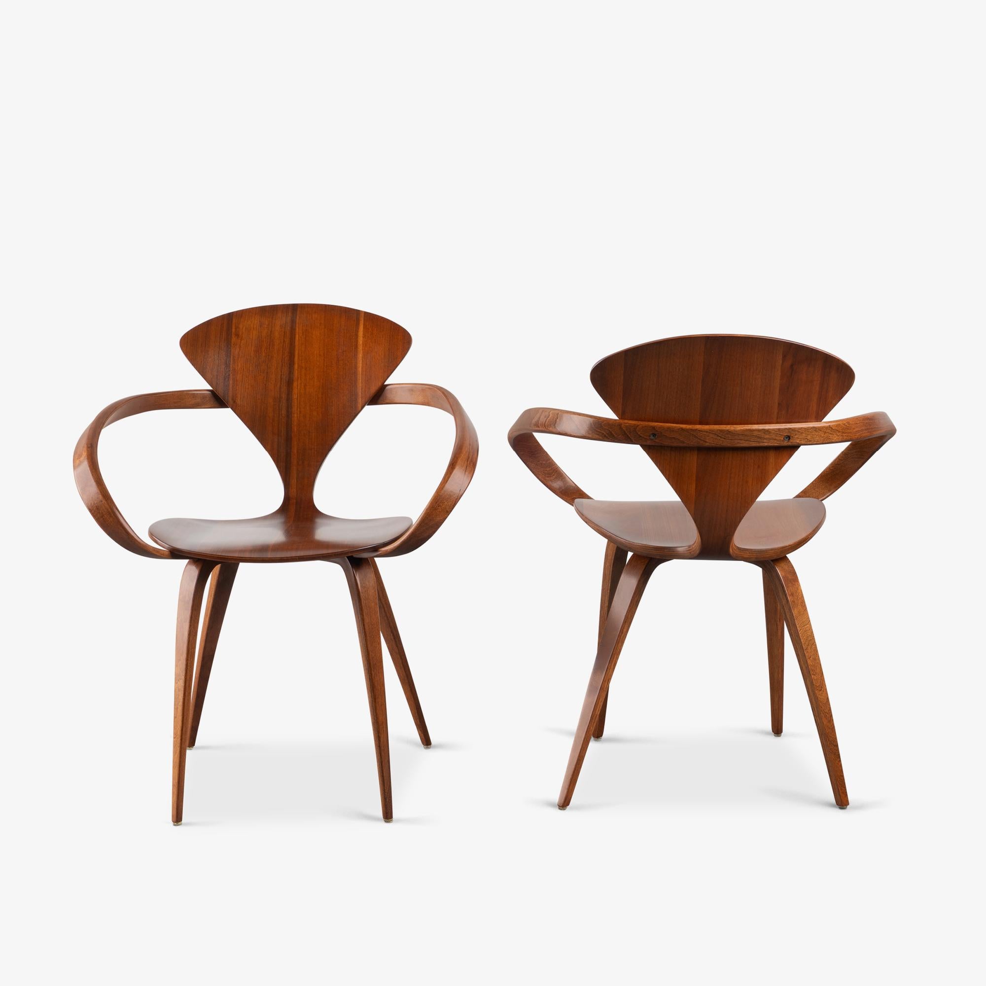 Mid-Century Modern Early Norman Cherner for Plycraft Dining Chairs in Walnut, Set of 4