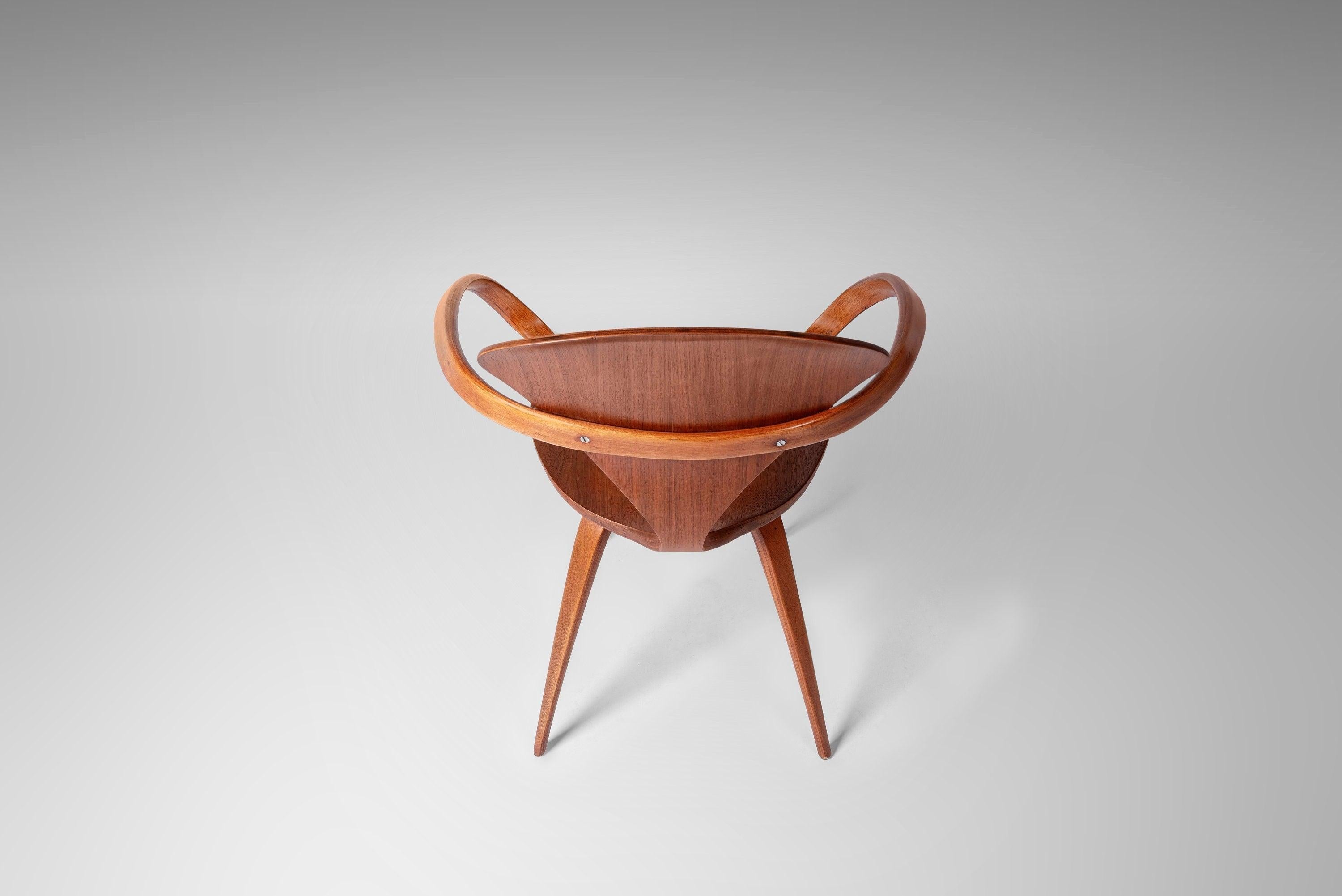 American Early Norman Cherner Pretzel Chair for Plycraft in Walnut, c. 1960
