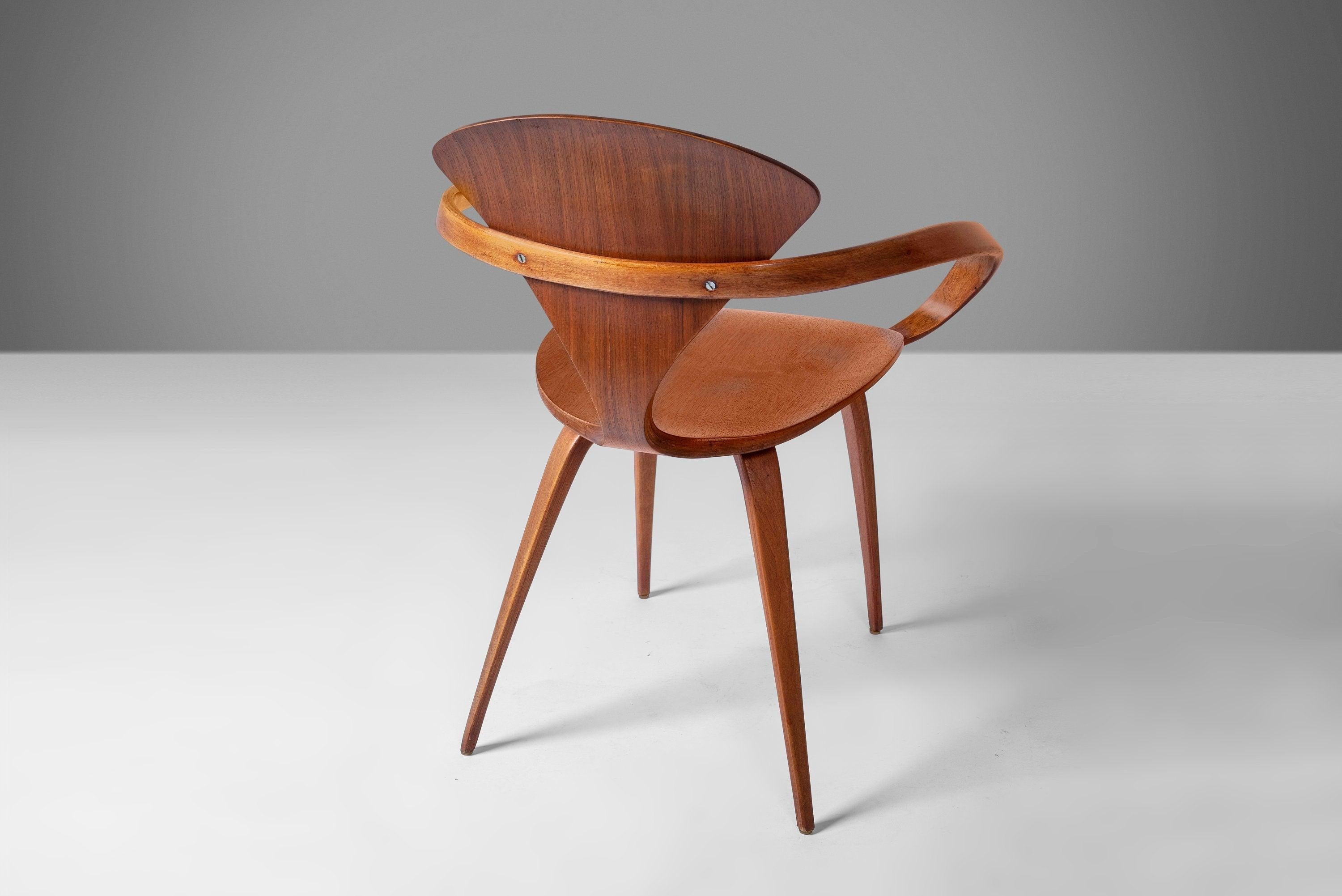 Early Norman Cherner Pretzel Chair for Plycraft in Walnut, c. 1960 1