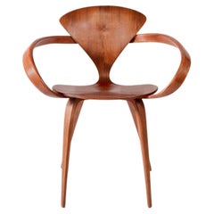 Early Norman Cherner Pretzel Chair for Plycraft in Walnut, c. 1960