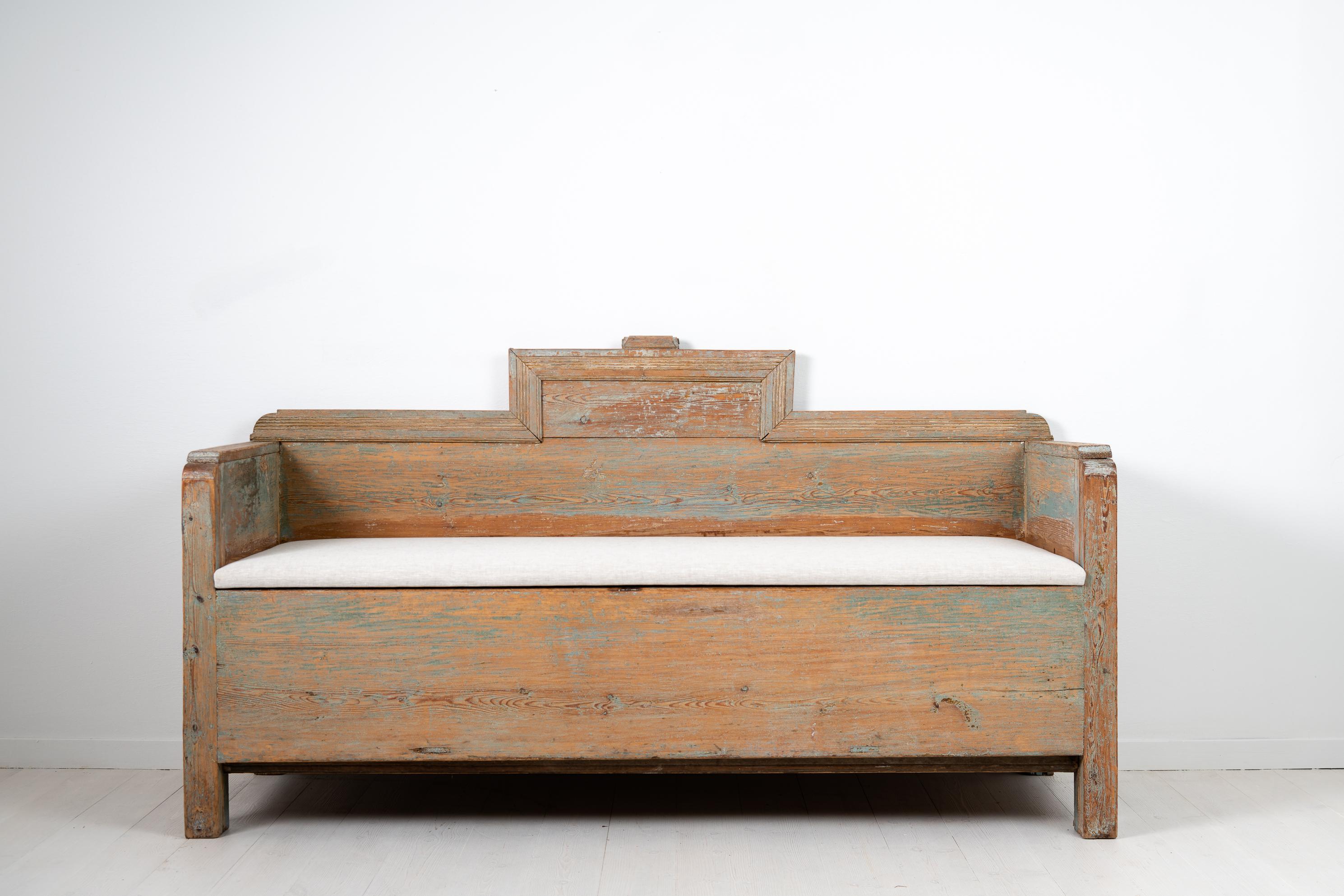 Hand-Crafted Early Northern Swedish Country Pine Sofa