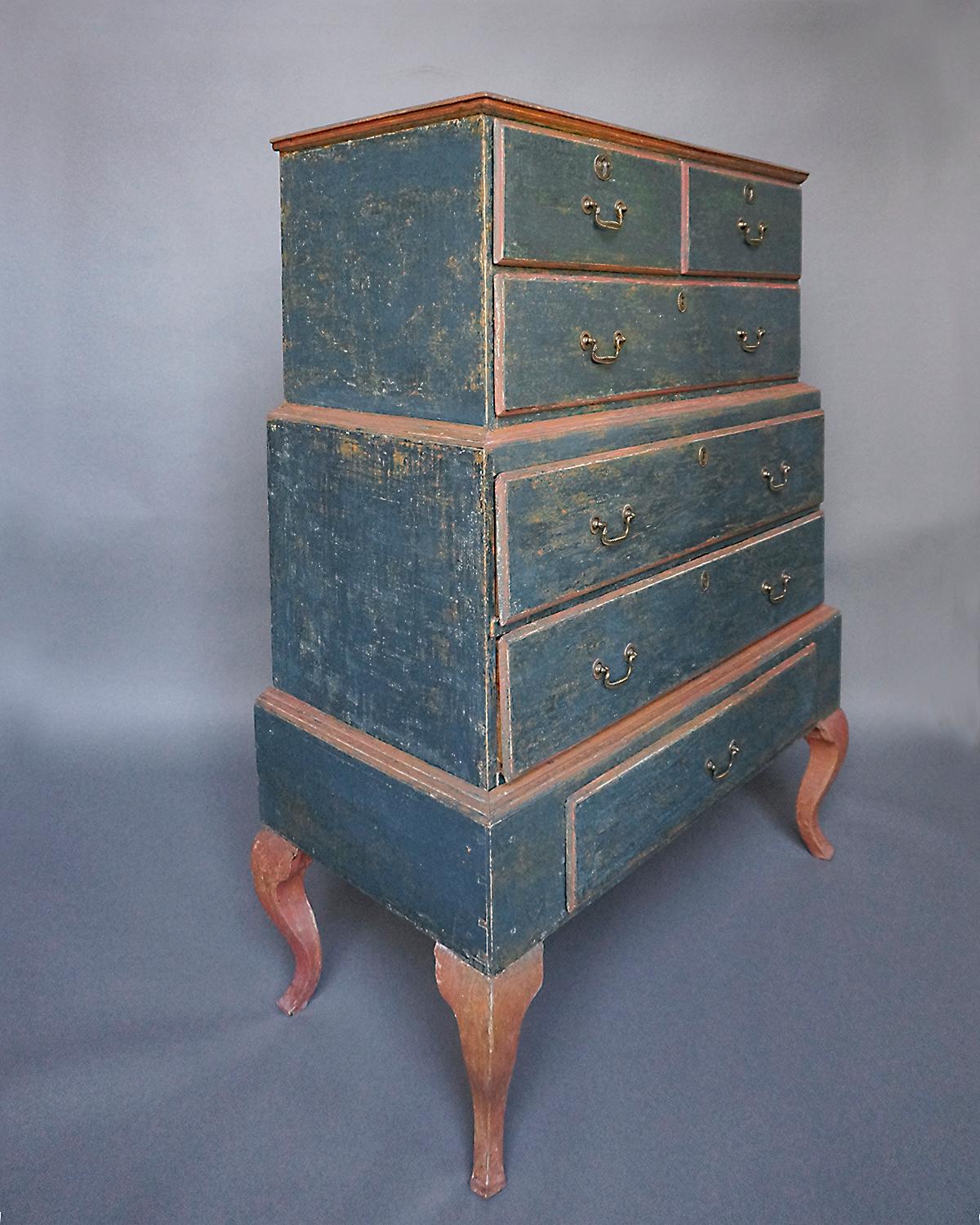 Hand-Painted Early Norwegian Chest on Chest