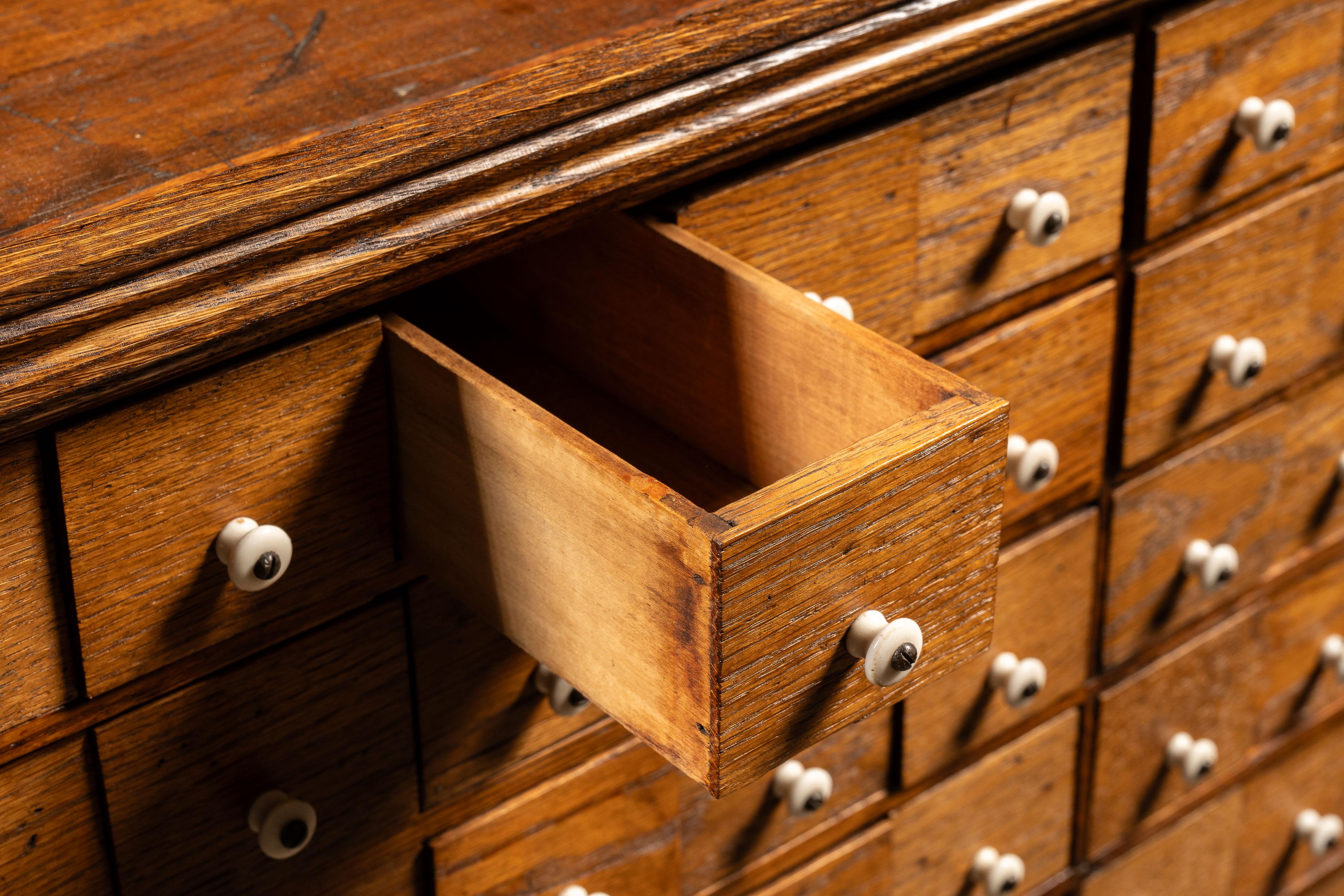 Early 20th Century Early Oak 90-Drawer Apothecary Cabinet