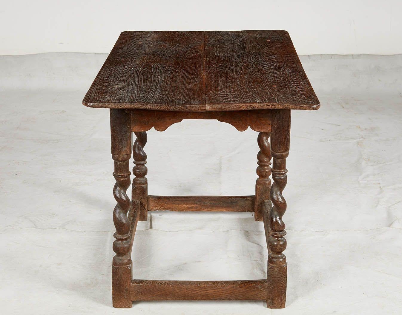 18th Century and Earlier Early Oak Barley Twist Center Table For Sale