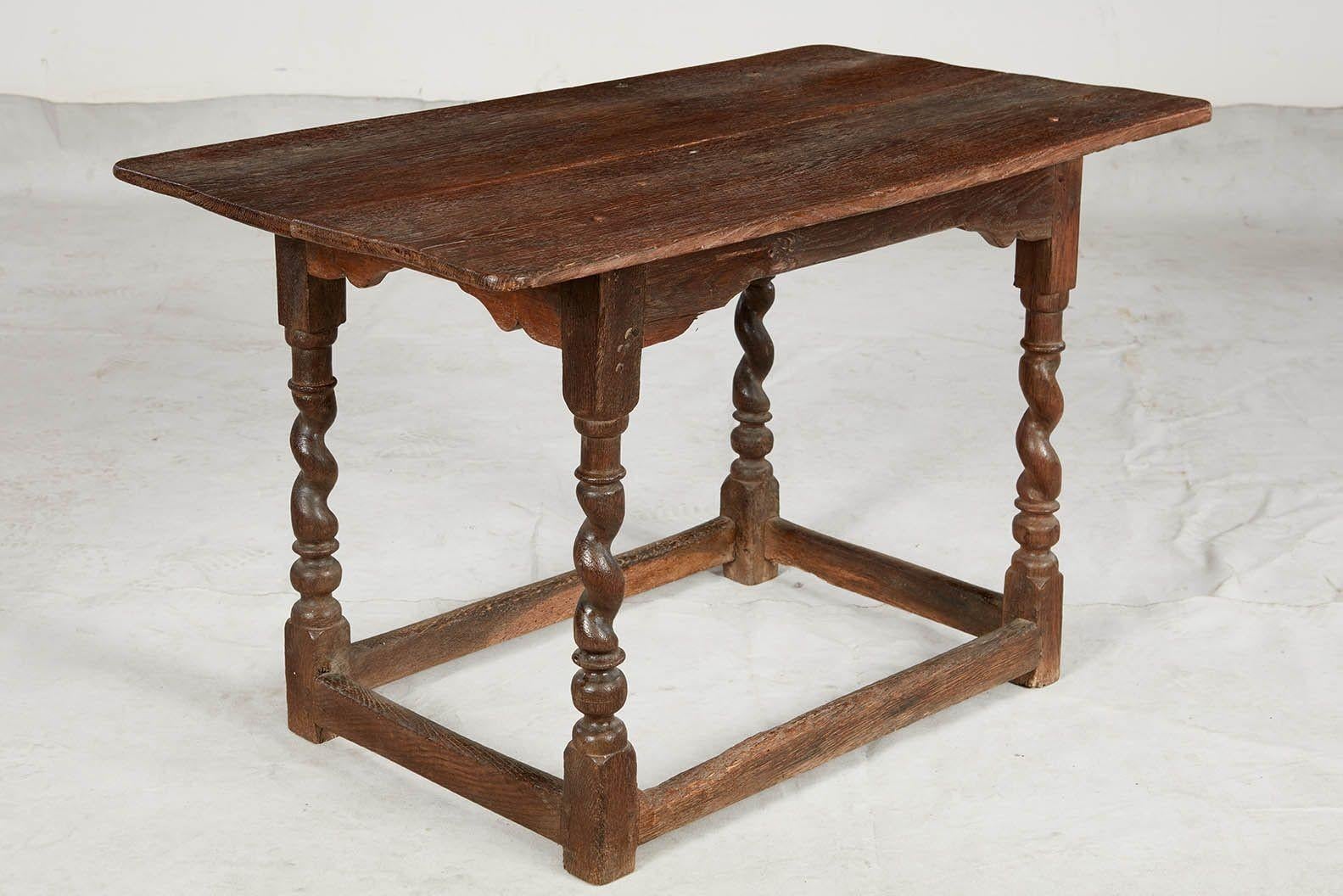 Early Oak Barley Twist Center Table For Sale 1