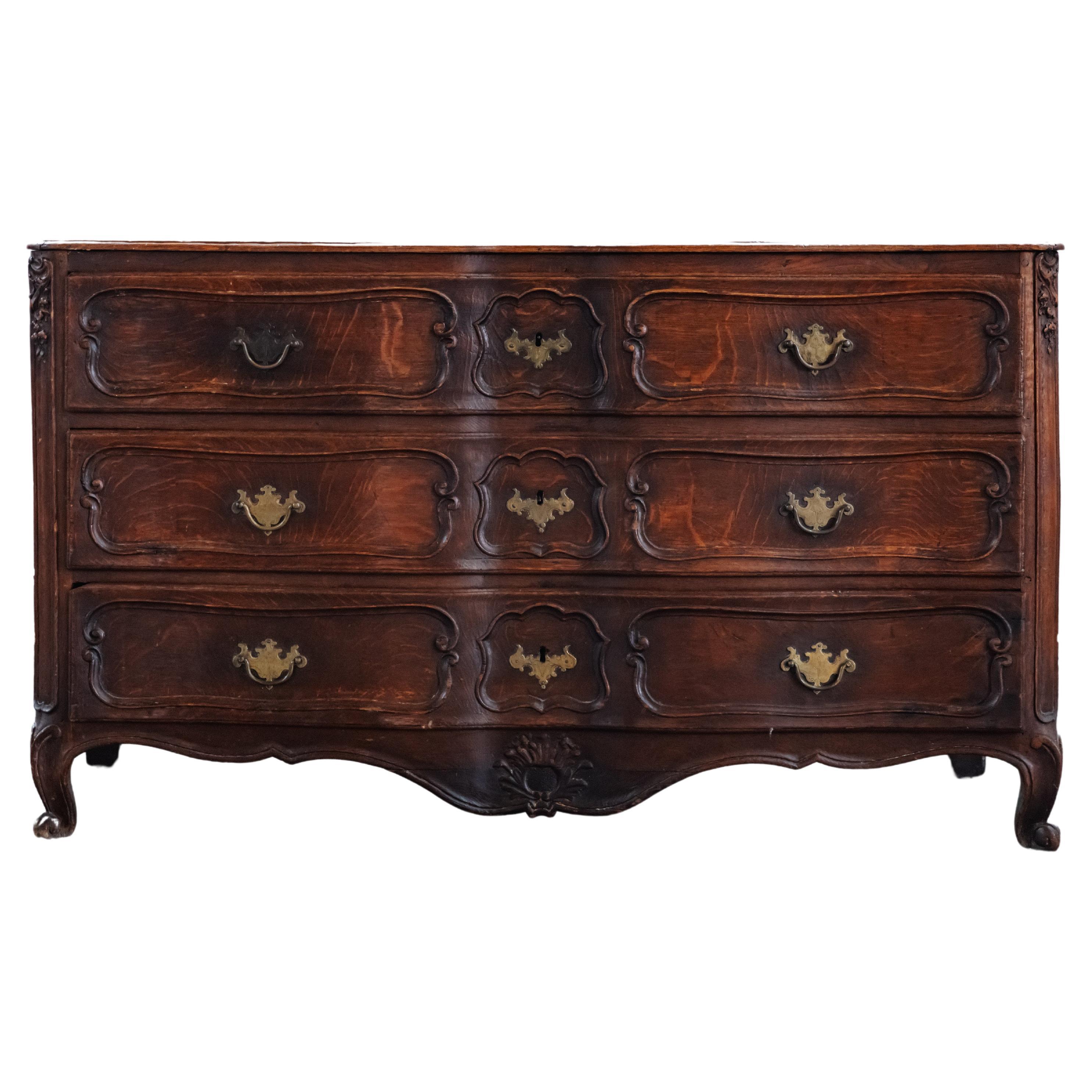Early Oak Chest Of Drawers Form France, Circa 1800