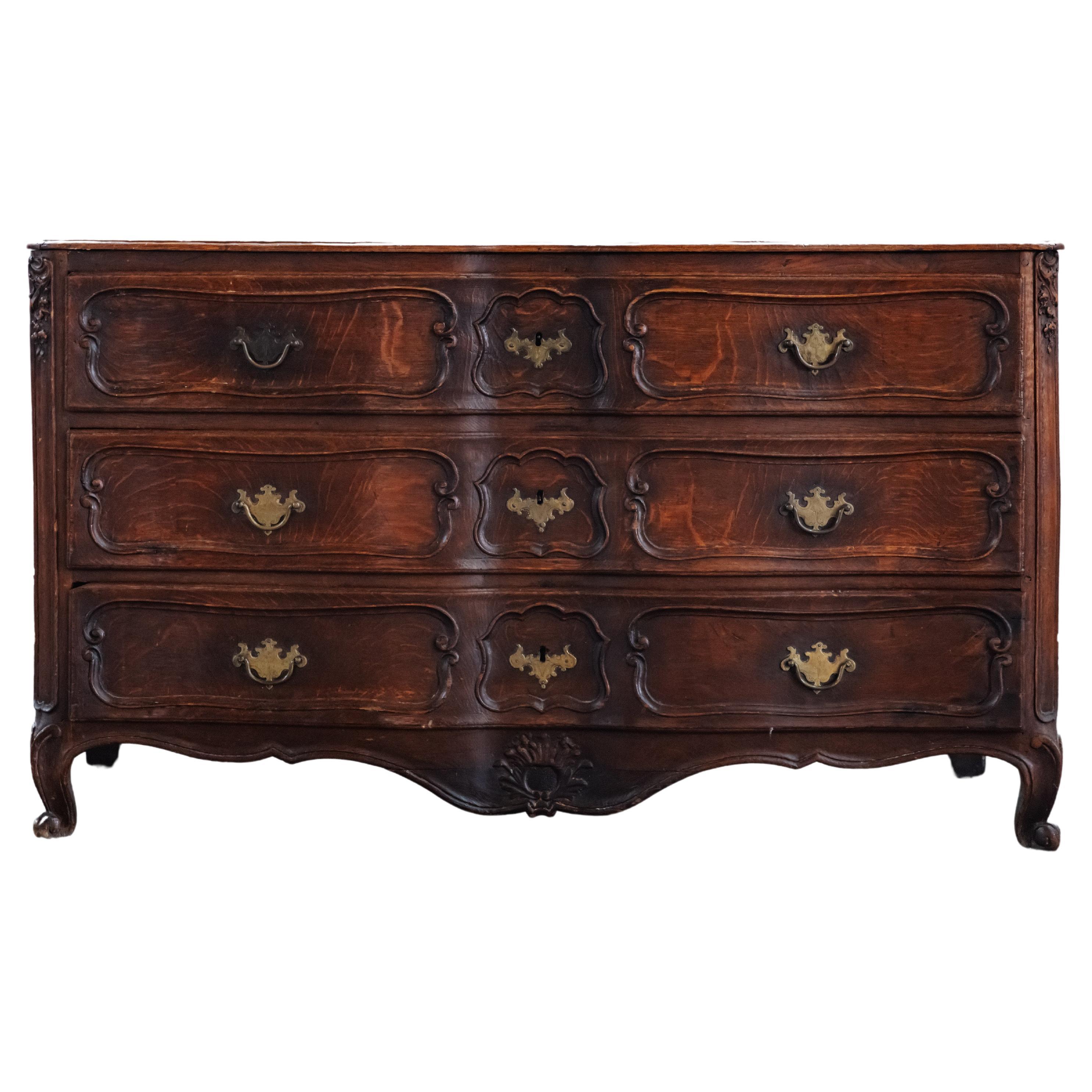 Early Oak Chest Of Drawers From France, Circa 1800